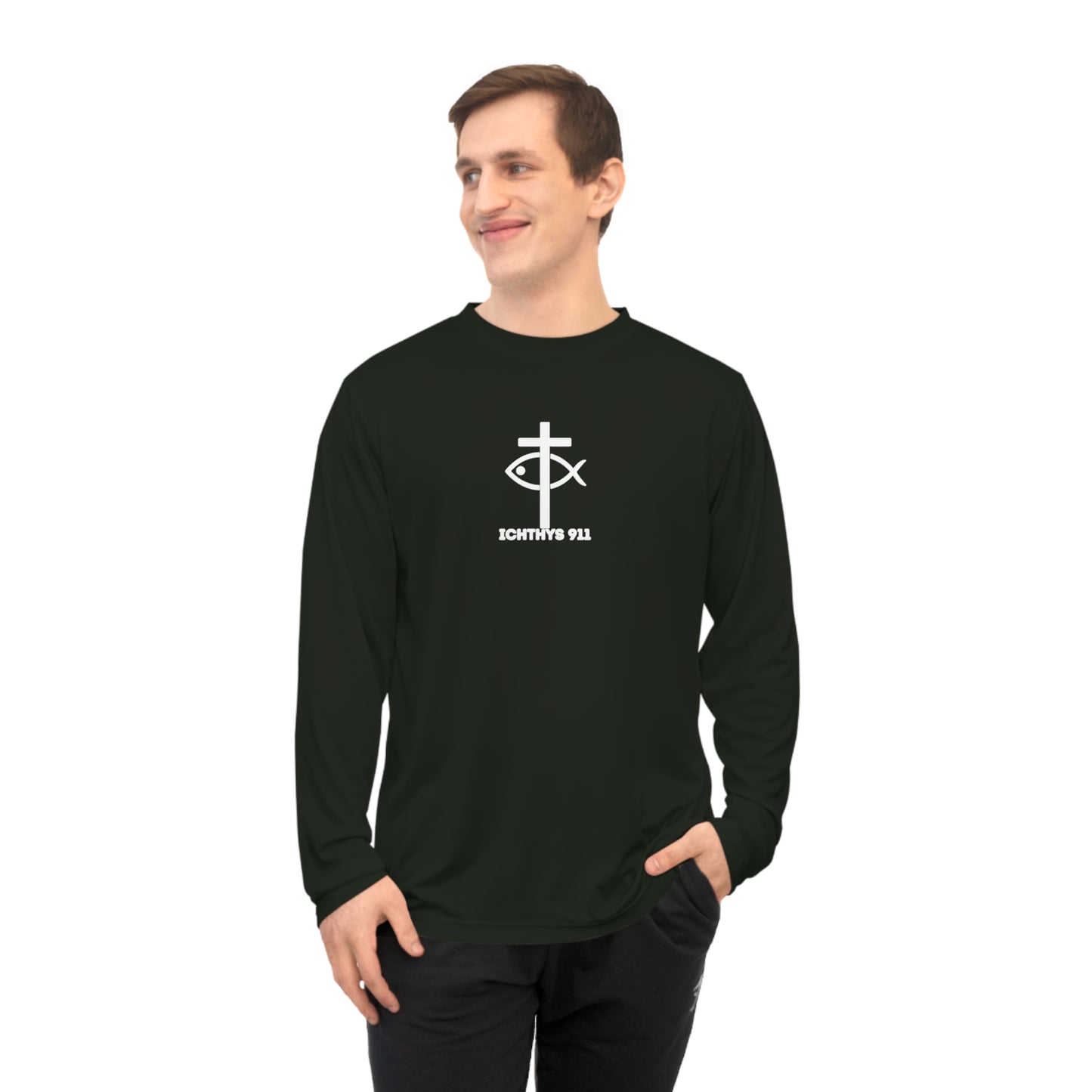 ICHTHYS 911 "13th Disciple Collection" 100% Moisture-Wicking Polyester - Athletic Fit - Unisex - Men - Women - Performance Long Sleeve Shirt - Christian Activewear