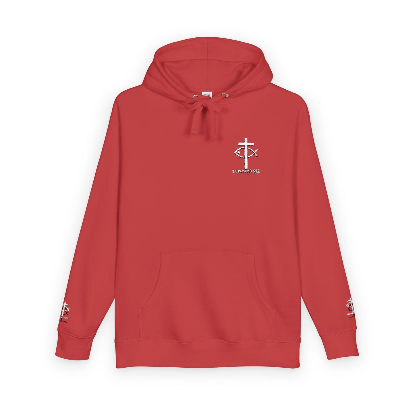 ICHTHYS 911 Embroidery Hoodie Pullover - Unsex - Elevated Embroider Gift for Her or Him - Christian Wear