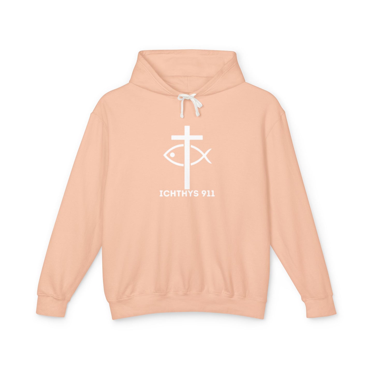 Iēsous Christos, Theou Yios, Sōtēr = Jesus Christ, Son of God, Savior - Unisex - Lightweight - Relaxed Fit - Religious Sweatshirt - ICHTHYS 911 - Hoodie