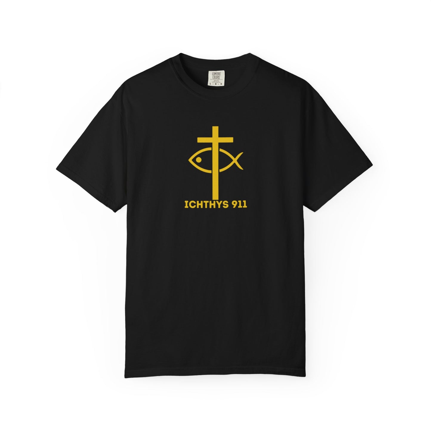 "Faith, Hope, & Love" - Gold Font - Unisex Garment Dyed T-Shirt - 100# US Cotton - Men T-Shirt - Women T-Shirt - Christian T- Shirt -Faith-Inspired Shirt - Christian Fashion - Wear Your Faith - ICHTHYS 911