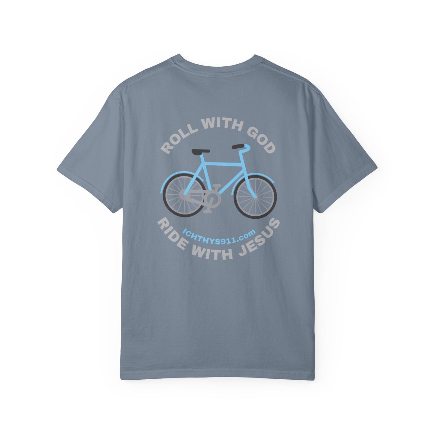 ICHTHYS 911 - "Roll With God Ride With Jesus" - Silver Font - Unisex T- Shirt - Medium Weight 100% Cotton - Summer T - Men T- Shirt - Women T-Shirt - Christian T-Shirt - Love Like Jesus
