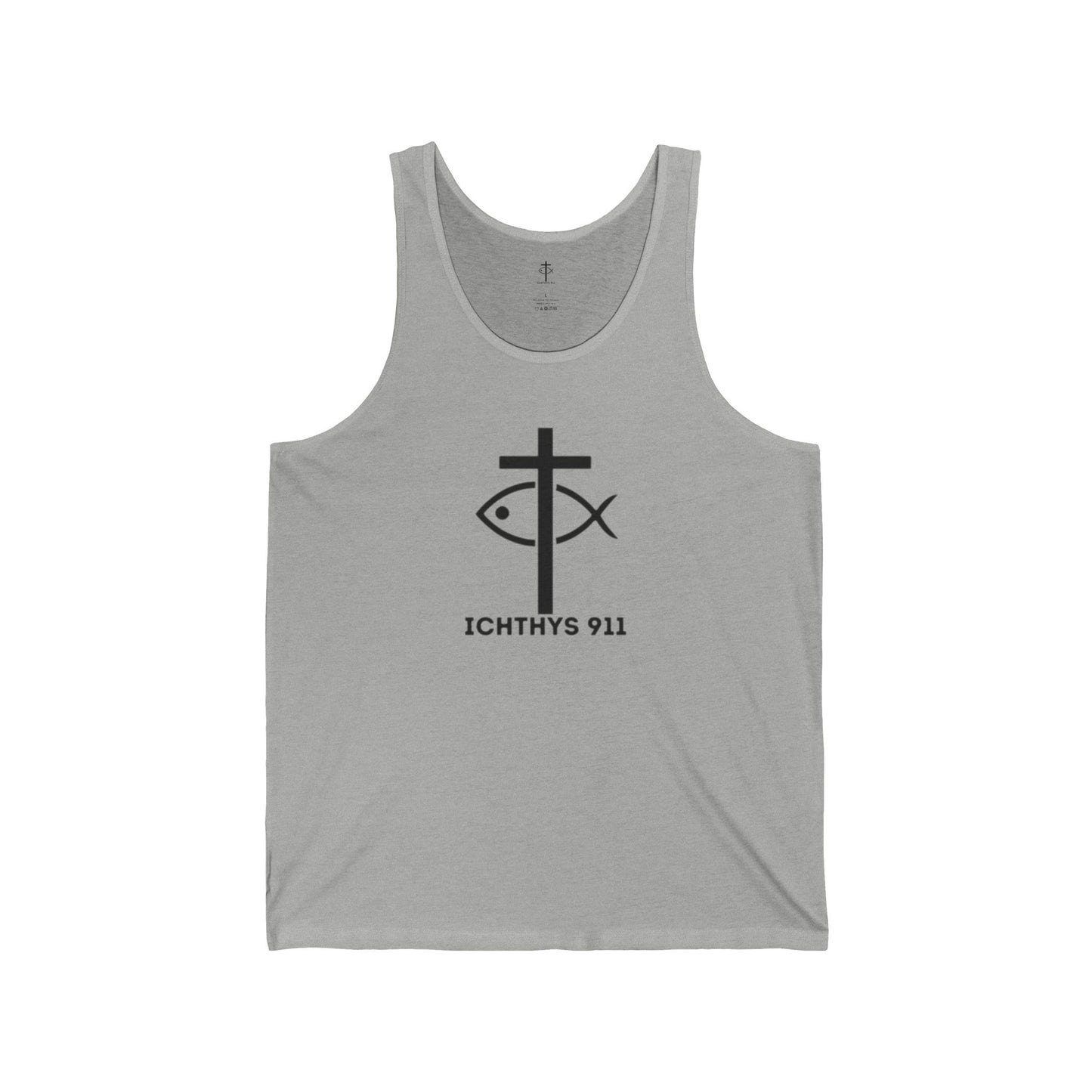 13th Disciple Collection - Black Font - Unisex Jersey Tank Top - Casual Christian Symbol Graphic Tank Top - ICHTHYS 911 - Workout Tank Top - Men Tank - Gym Clothes - Faith Gear