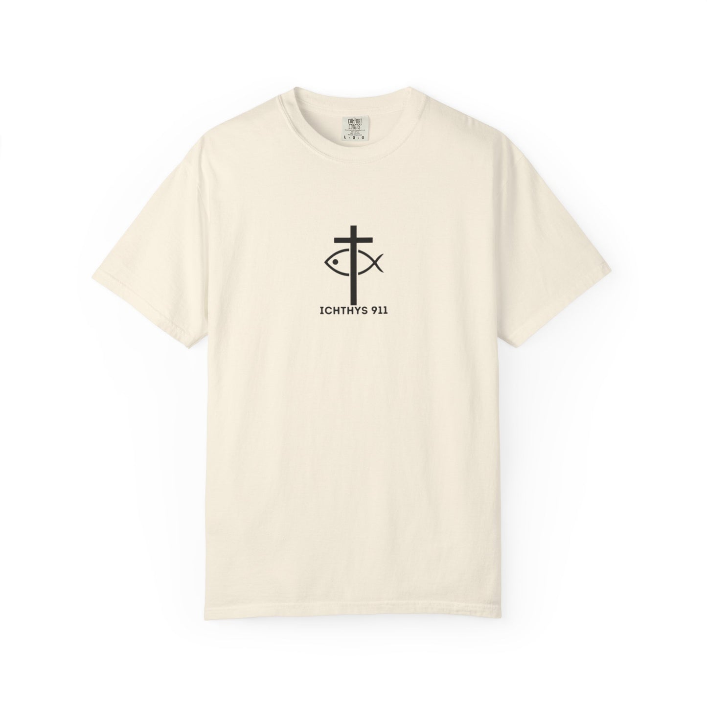 ICHTHYS 911 - Black Font - "13th Disciple" - Collection - Unisex - Women T- Shirt - Men T-Shirt - Christian Garment-Dyed T-Shirt - Faith Fashion