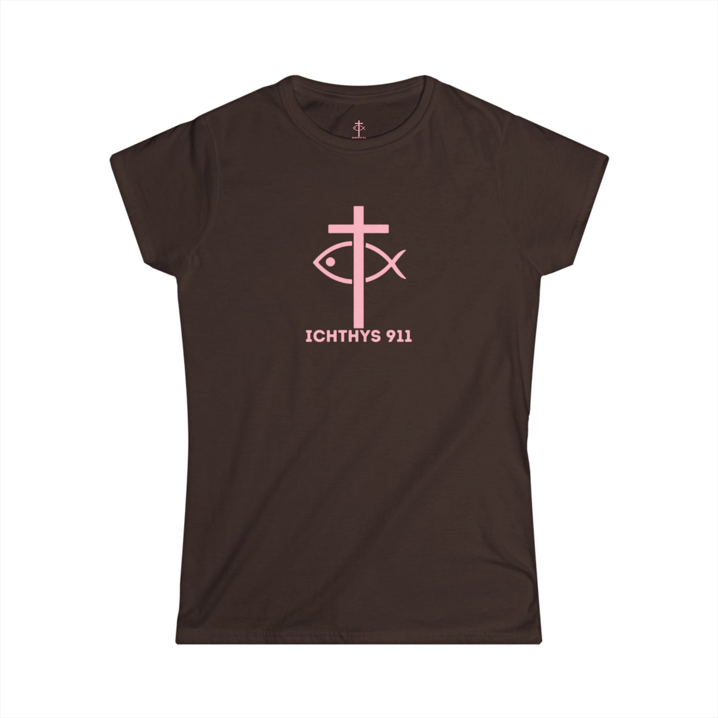 ICHTHYS 911 - "Roll With God Love Like Jesus" - Pink Font - Faith-Inspired Women's Tee - Summer Light T-Shirt - Wear Your Faith - Soft style Tee