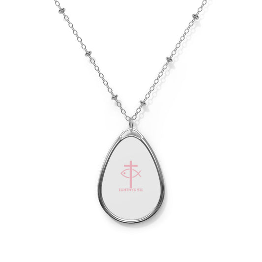 ICHTHYS 911 Oval Necklace - Faith-Inspired Jewelry for Spiritual Meaning