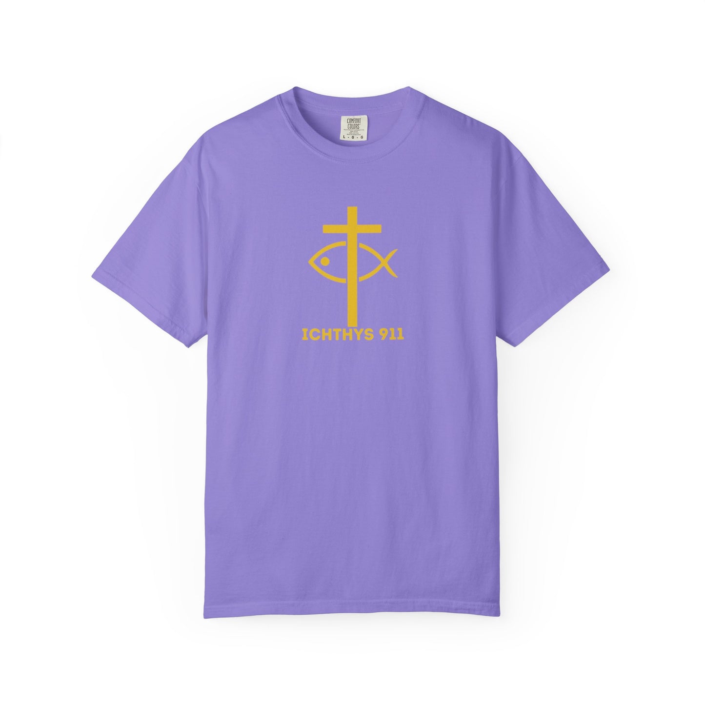 "Faith, Hope, & Love" - Gold Font - Unisex Garment Dyed T-Shirt - 100# US Cotton - Men T-Shirt - Women T-Shirt - Christian T- Shirt -Faith-Inspired Shirt - Christian Fashion - Wear Your Faith - ICHTHYS 911