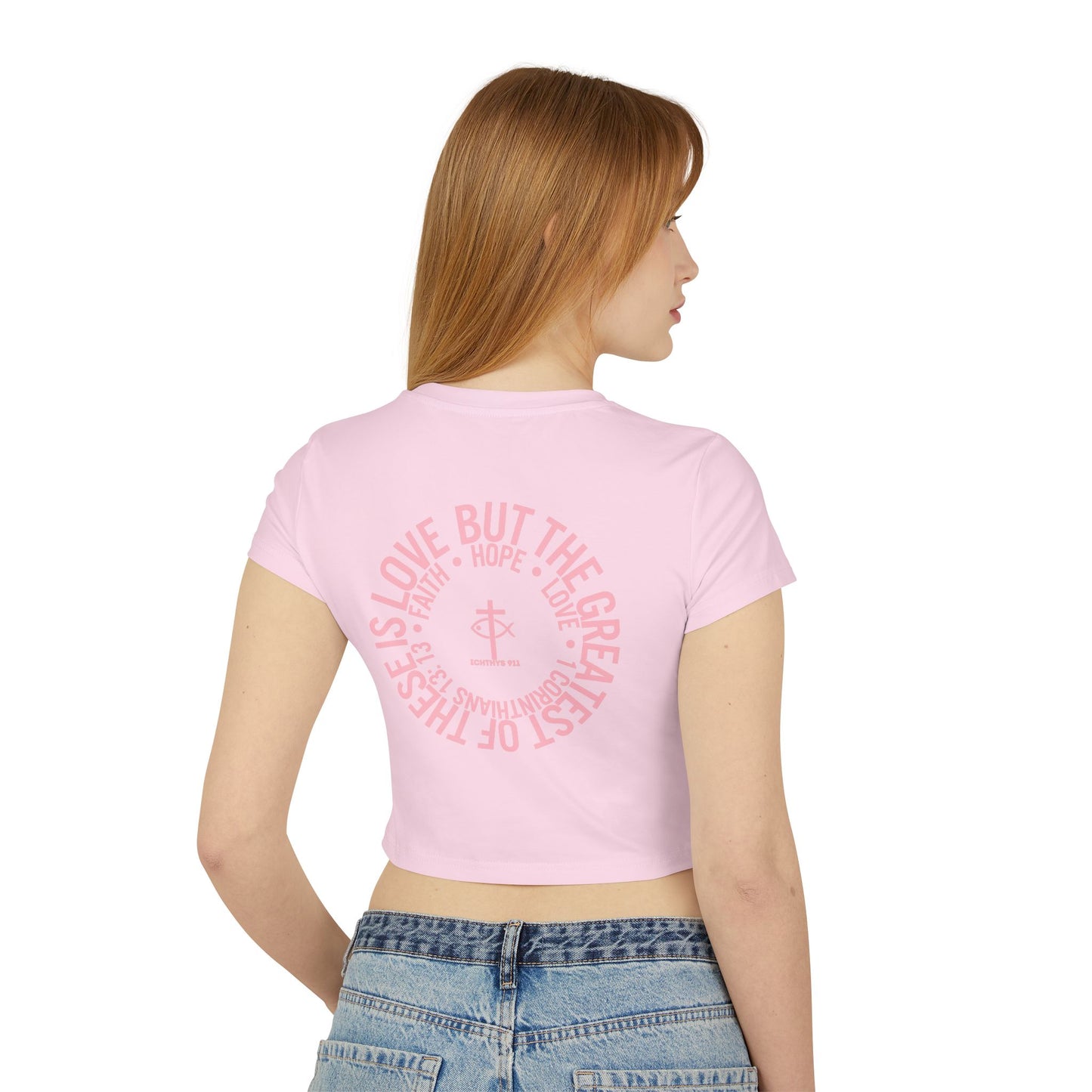 Faith Hope Love Women's Baby Tee - Inspirational Graphic Crop Top