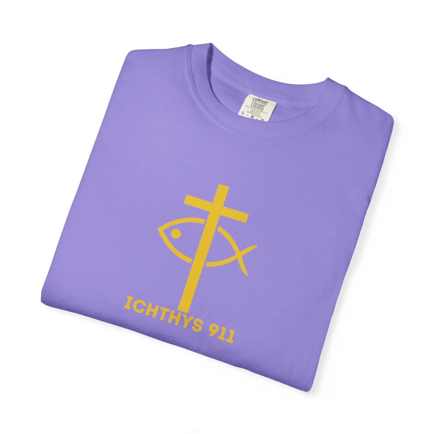 "Faith, Hope, & Love" - Gold Font - Unisex Garment Dyed T-Shirt - 100# US Cotton - Men T-Shirt - Women T-Shirt - Christian T- Shirt -Faith-Inspired Shirt - Christian Fashion - Wear Your Faith - ICHTHYS 911