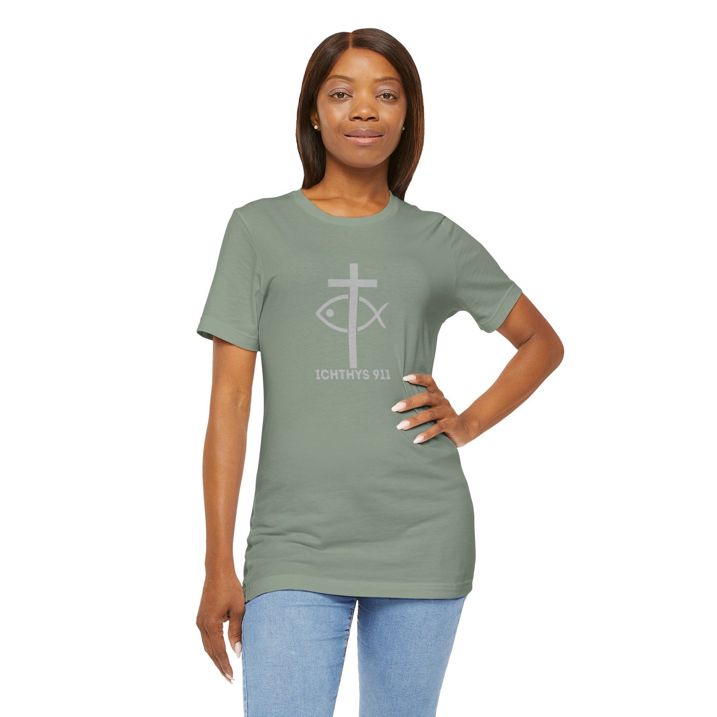 Roll With God Ride With Jesus - Silver Font - Unisex T- Shirt - Lightweight 100% Cotton - Summer T - Arm Form Fitting - Men T- Shirt - Women T-Shirt - Christian T-Shirt - ICHTHYS 911