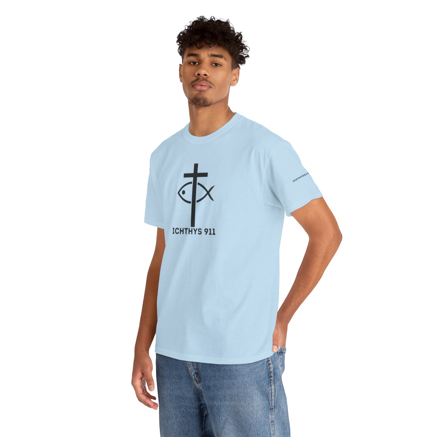 Authentic Design - Unisex T-Shirt - Heavy Cotton T-Shirt - Jesus Fish - Men's T-Shirt - Women T-Shirt Christian Faith - Unisex Clothing - ICHTHYS 911