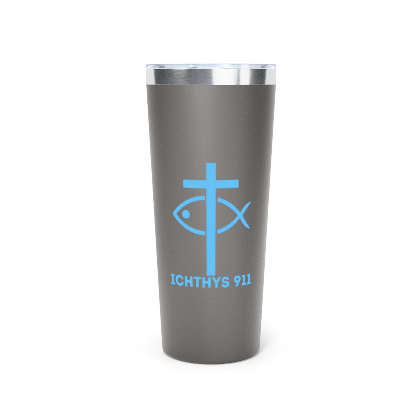 Faith-Inspired Copper Vacuum Insulated Tumbler - 22oz with ICHTHYS 911 Design