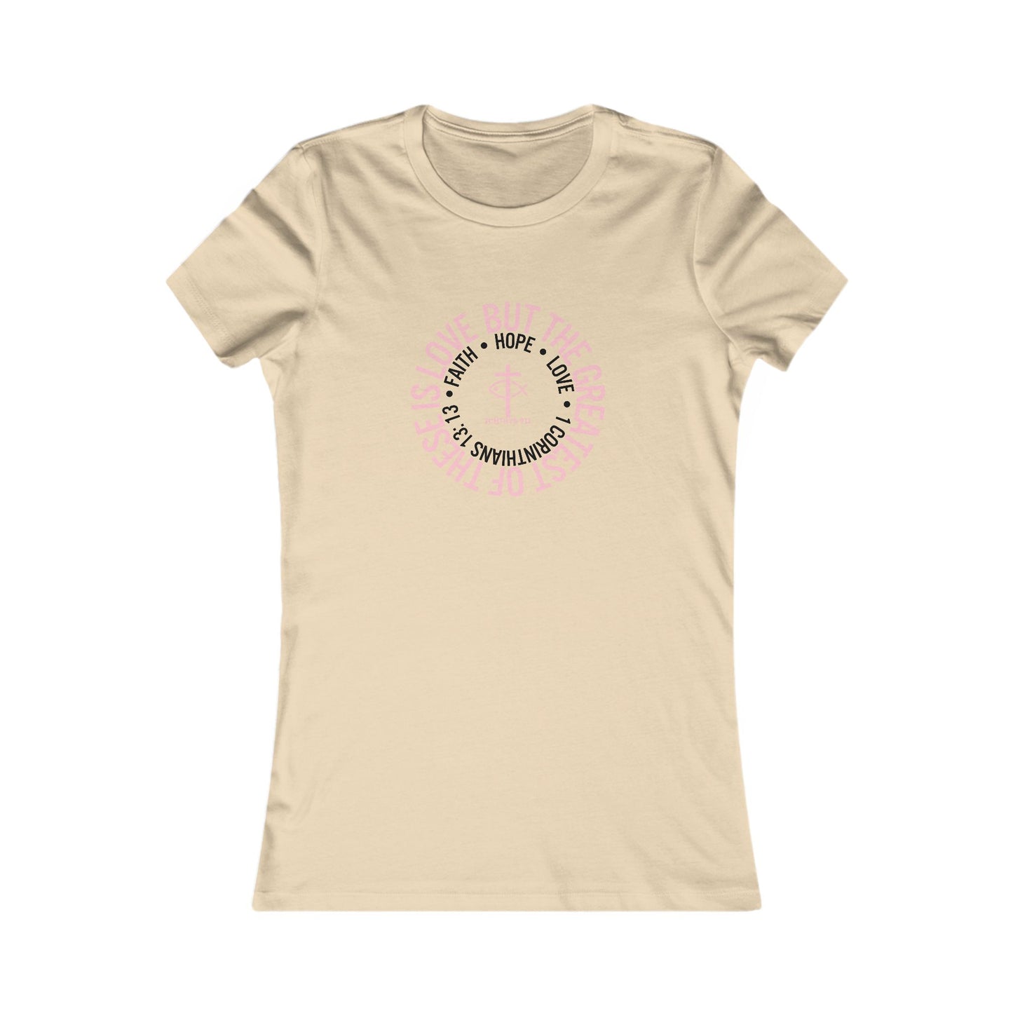 ICHTHYS 911 "Faith Hope Love" Inspirational Women's Favorite Tee - Reverse Design - Love and Positivity Shirt - Slim Fit with Longer Body Length