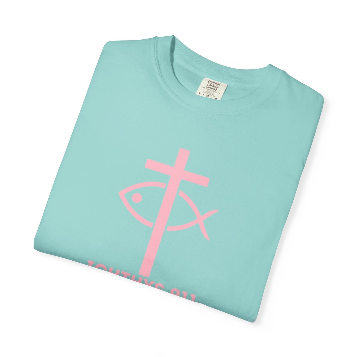 Strength Through Christ Philippians 4:13 - Pink Font - Unisex Garment Dyed T-Shirt - 100% US Cotton -Men T-Shirt - Women T-Shirt - Christian Activewear - Wear Your Faith - T-Shirt