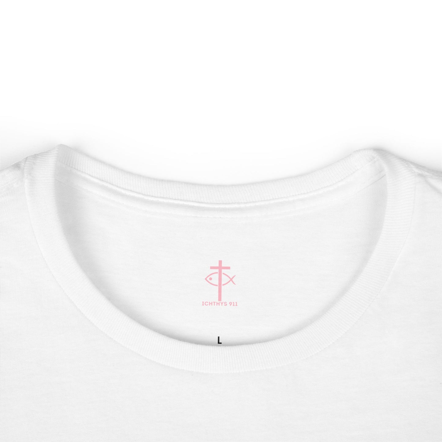 ICHTHYS 911 - "Roll With God Love Like Jesus" - Pink Font - Faith-Inspired Women's Tee - Summer Light T-Shirt - Wear Your Faith - Soft style Tee