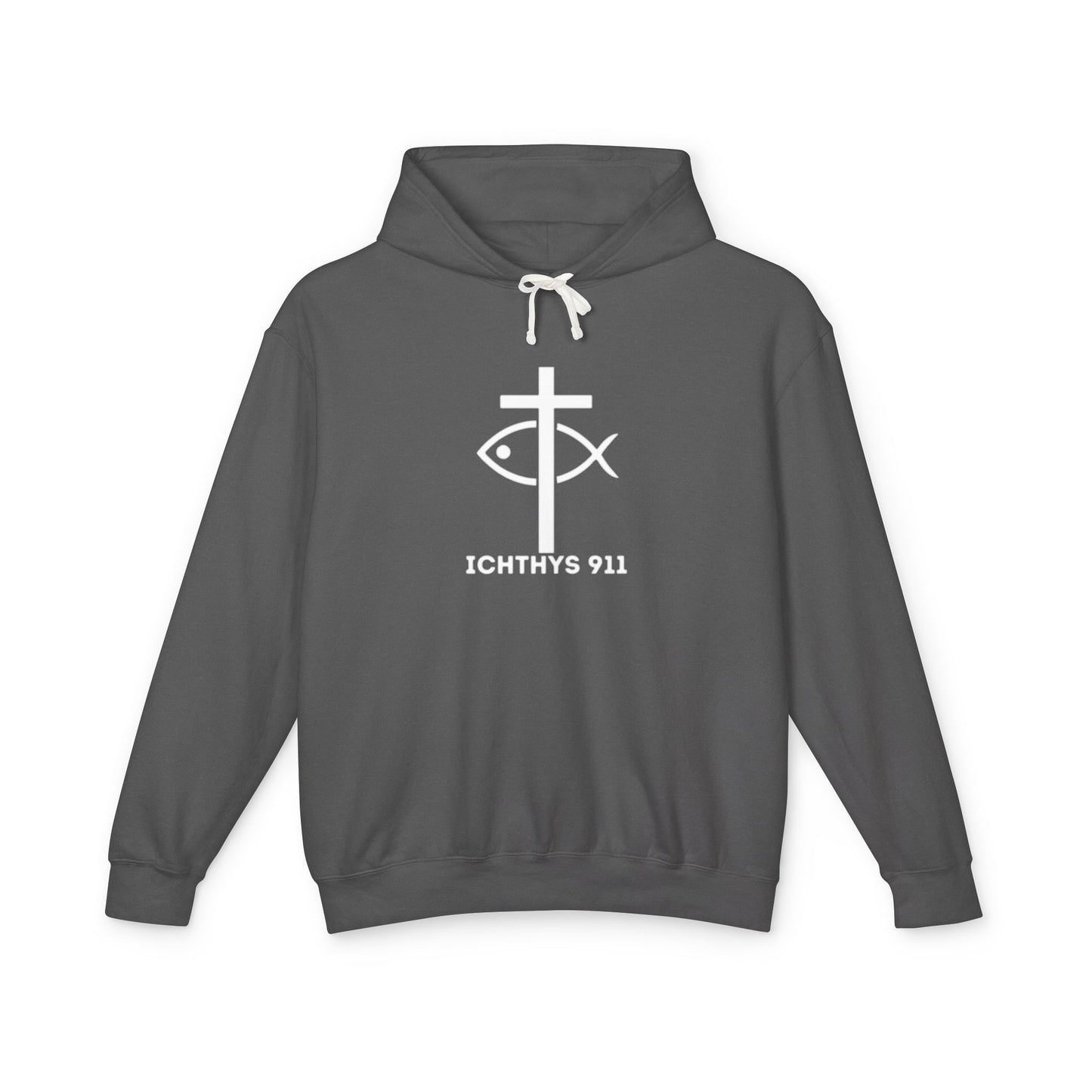 Iēsous Christos, Theou Yios, Sōtēr = Jesus Christ, Son of God, Savior - Unisex - Lightweight - Relaxed Fit - Religious Sweatshirt - ICHTHYS 911 - Hoodie