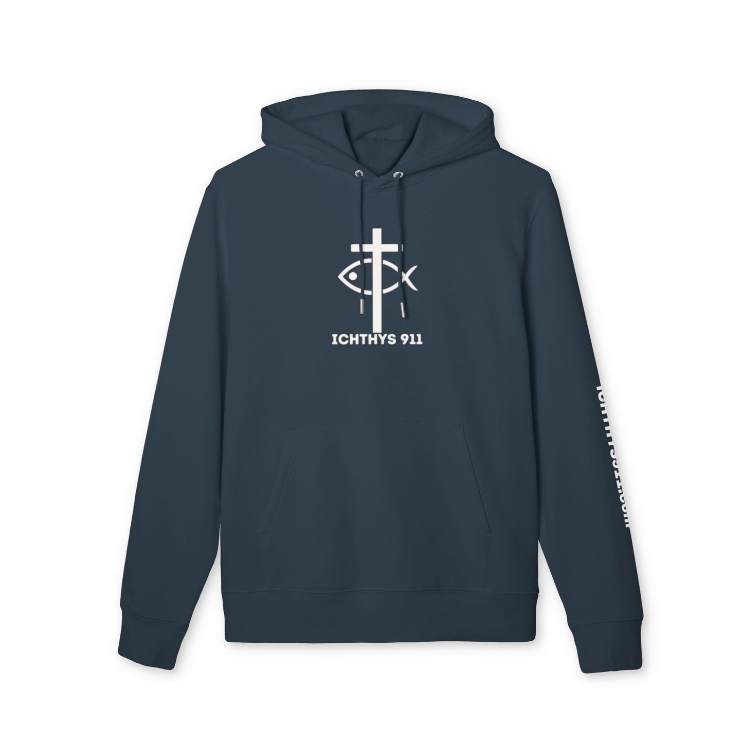 Iēsous Christos, Theou Yios, Sōtēr = Jesus Christ, Son of God, Savior - Unisex - Lightweight Religious Sweatshirt - ICHTHYS 911 - Hoodie - 100% Organic
