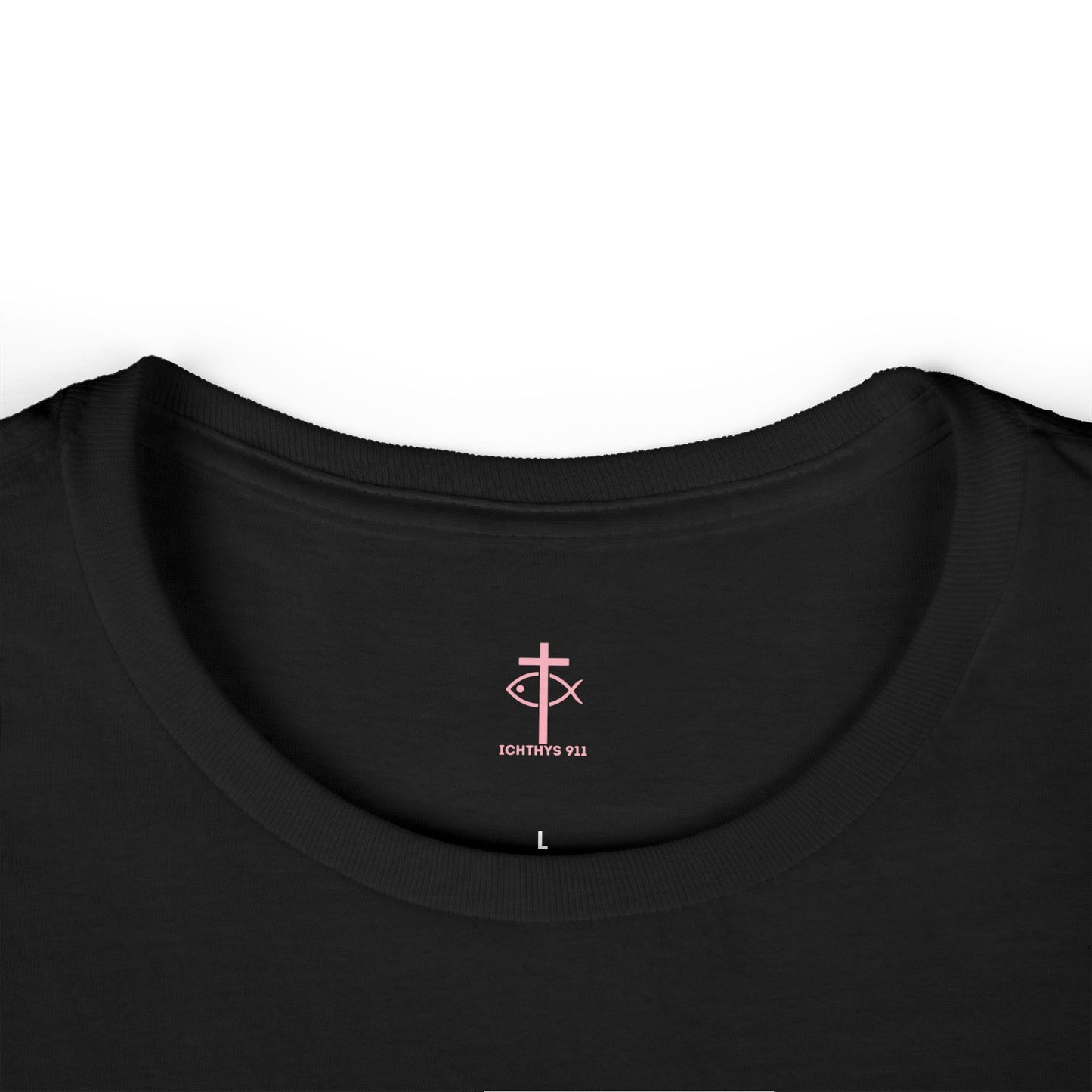 ICHTHYS 911 - "Roll With God Love Like Jesus" - Pink Font - Faith-Inspired Women's Tee - Summer Light T-Shirt - Wear Your Faith - Soft style Tee