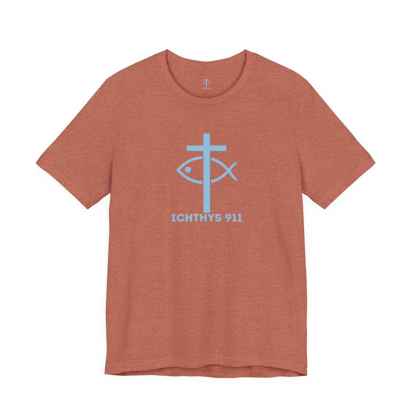 ICHTHYS 911 - "Roll With God Ride With Jesus" - Blue Font - Unisex T- Shirt - Lightweight 100% Cotton - Summer T - Arm Form Fitting - Men T- Shirt - Women T-Shirt - Christian T-Shirt - Love Like Jesus