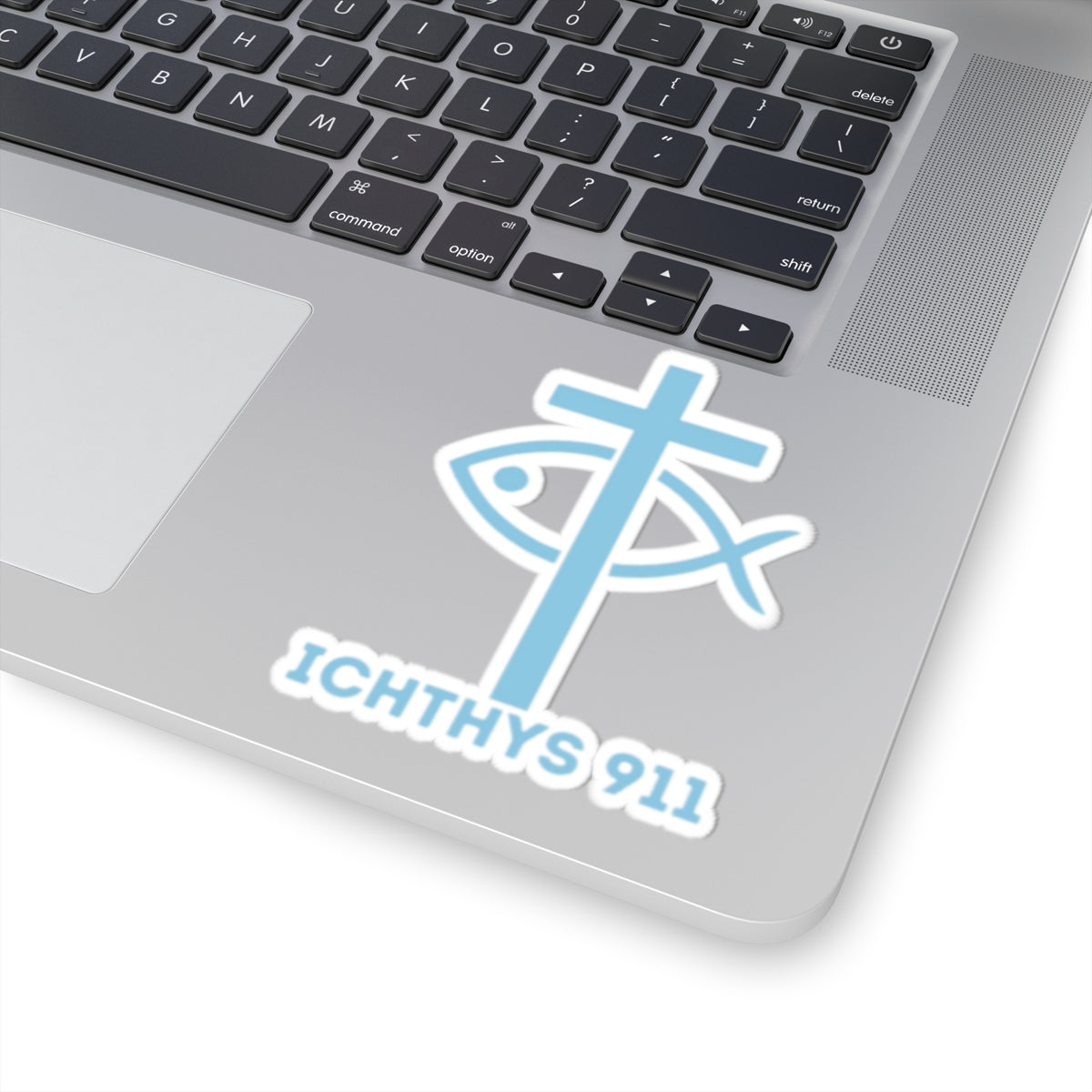 Faith-Inspired Kiss-Cut Stickers - ICHTHYS 911 Design for Personalization