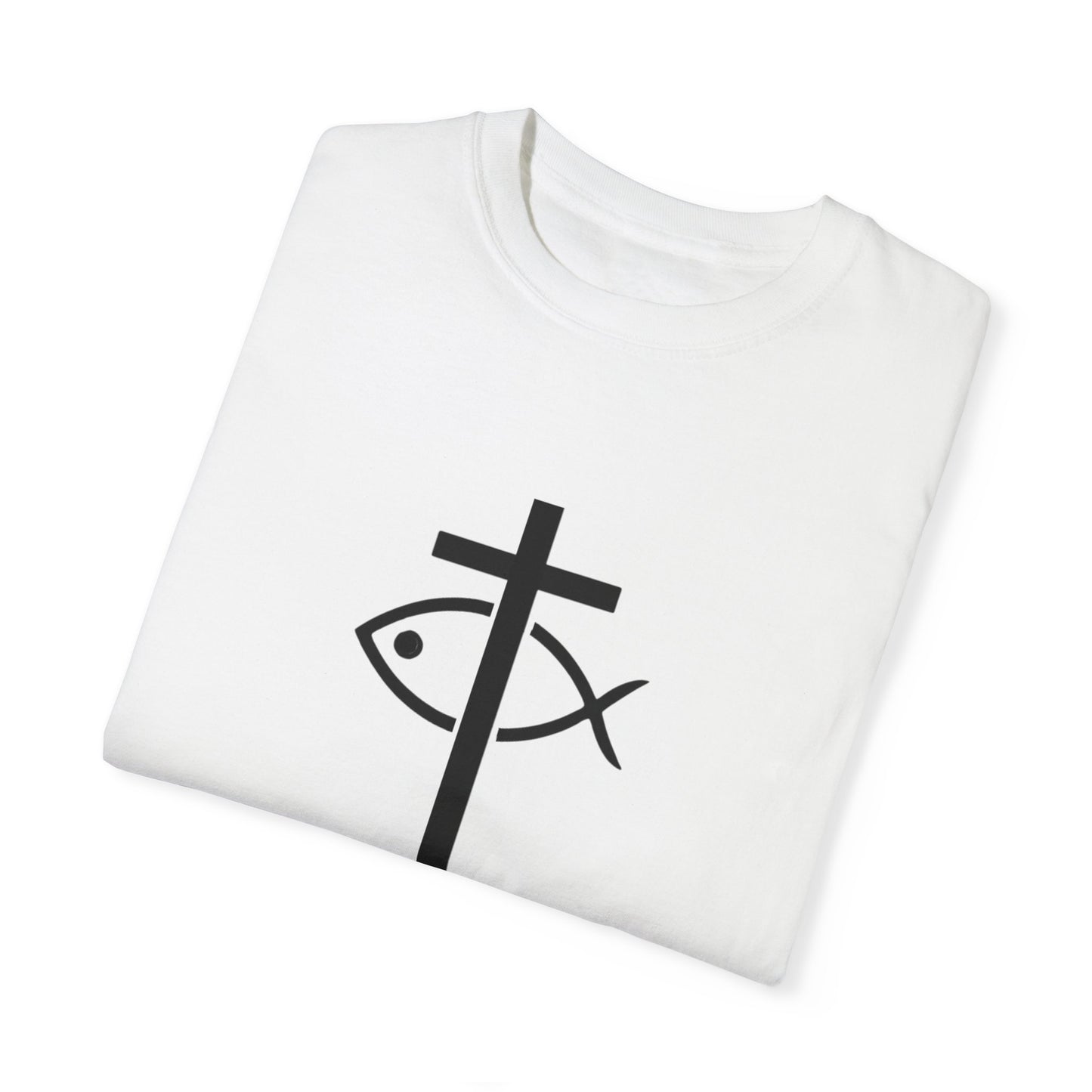 ICHTHYS 911 - Authentic - W/O IC 911 on Back Christian Streetwear T-Shirt – Jesus Gym & Faith Fashion, Unisex Garment-Dyed T-Shirt Hot Pink Font