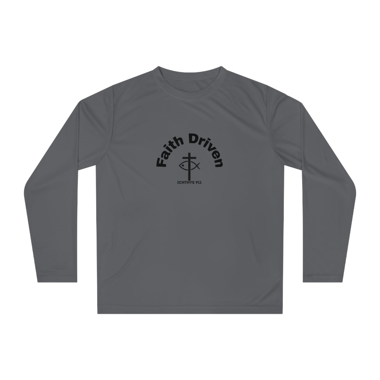 ICHTHYS 911 "Faith Driven" Unisex Performance Long Sleeve Shirt - 100% Moisture-Wicking Poly - UPF30+ Sun Protection - Men Shirt - Women Shirt - Christian Activewear