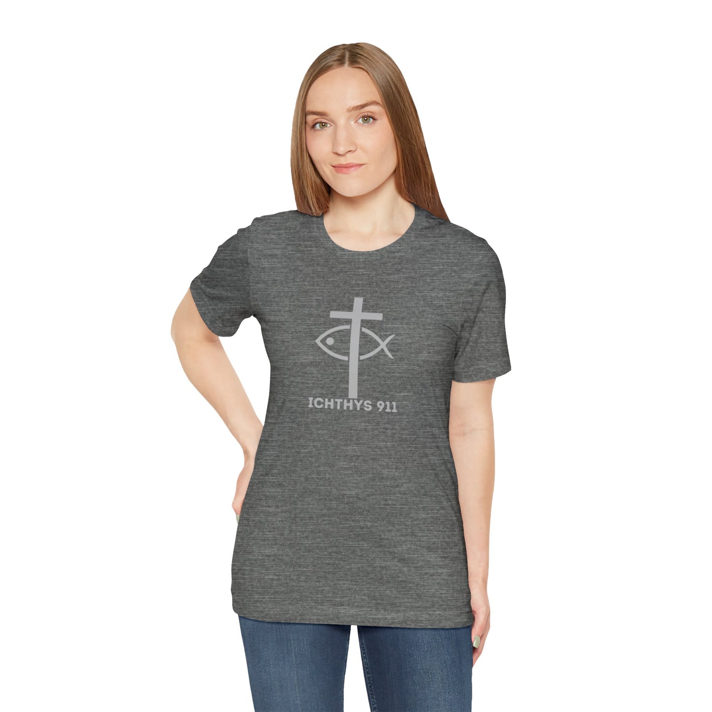 Roll With God Ride With Jesus - Silver Font - Unisex T- Shirt - Lightweight 100% Cotton - Summer T - Arm Form Fitting - Men T- Shirt - Women T-Shirt - Christian T-Shirt - ICHTHYS 911