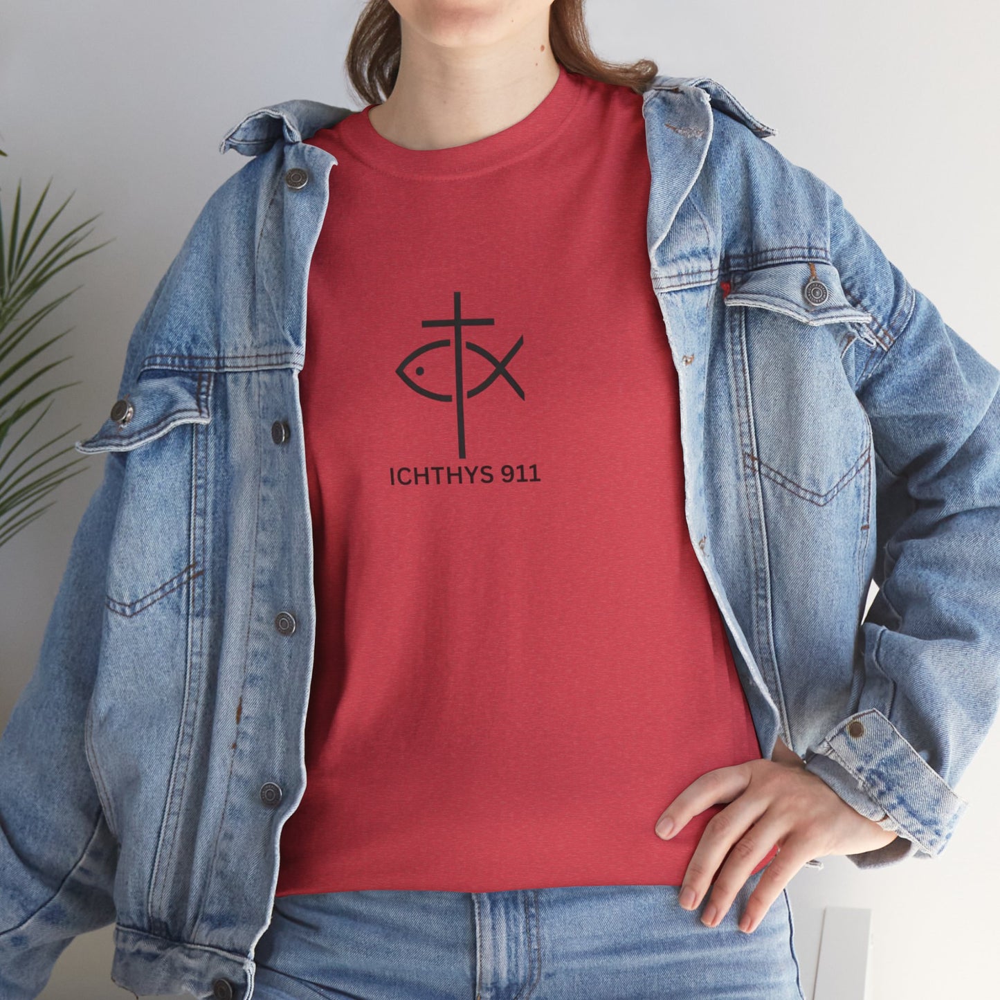 ICHTHYS 911 - "Authentic Design" - Unisex T-Shirt - Heavy Cotton T-Shirt - Jesus Fish - Men's T-Shirt - Women T-Shirt Christian Faith - Unisex Clothing