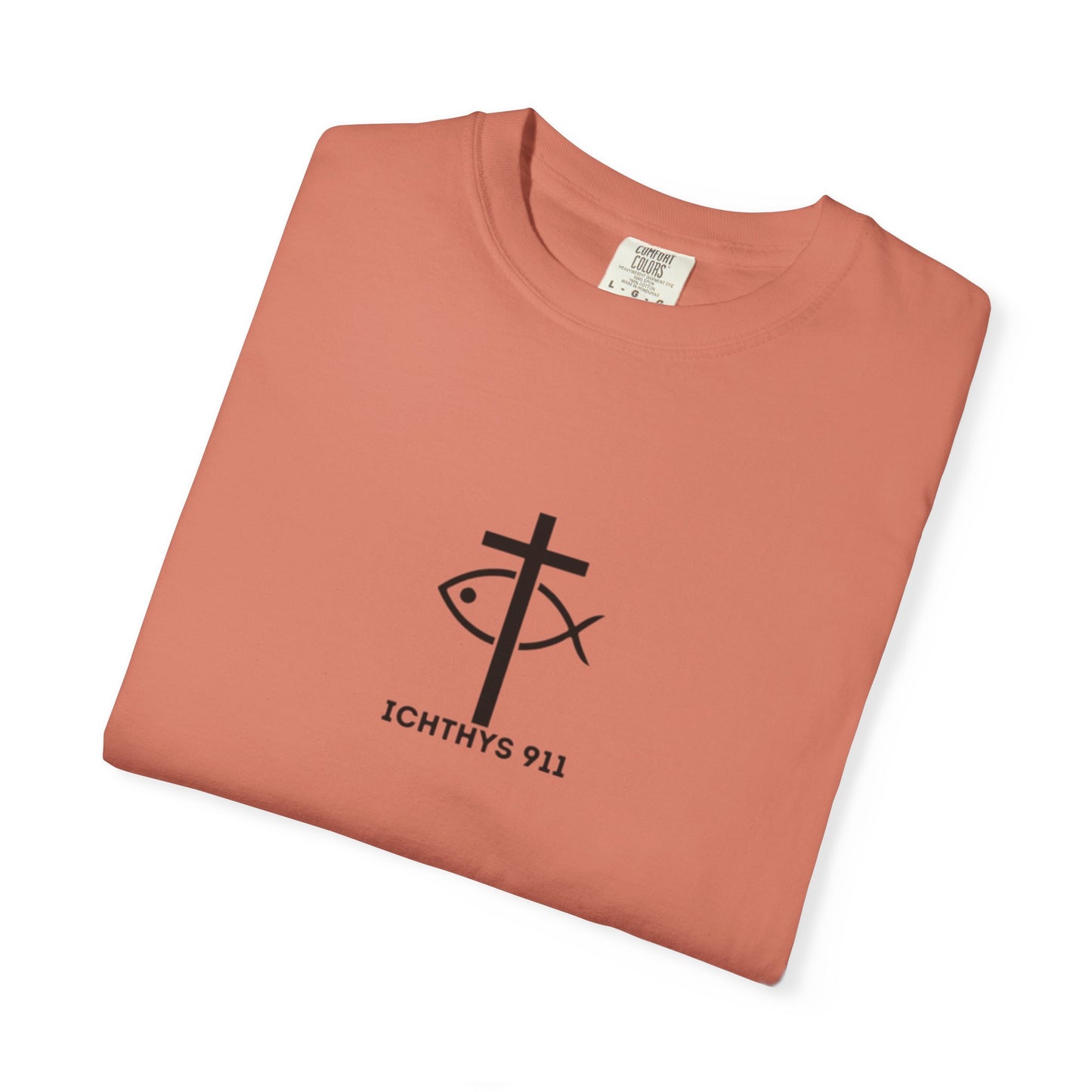 ICHTHYS 911 - Black Font - "13th Disciple" - Collection - Unisex - Women T- Shirt - Men T-Shirt - Christian Garment-Dyed T-Shirt - Faith Fashion