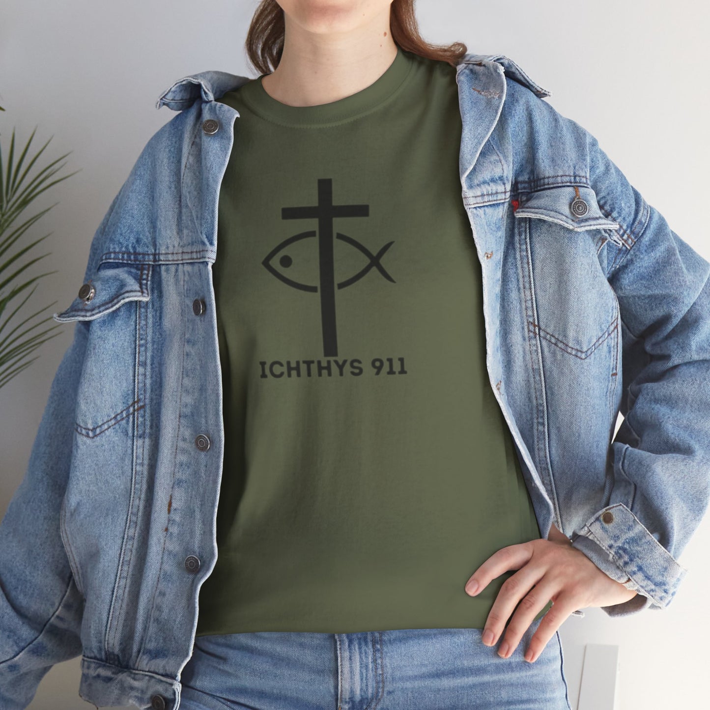 Authentic Design - Unisex T-Shirt - Heavy Cotton T-Shirt - Jesus Fish - Men's T-Shirt - Women T-Shirt Christian Faith - Unisex Clothing - ICHTHYS 911