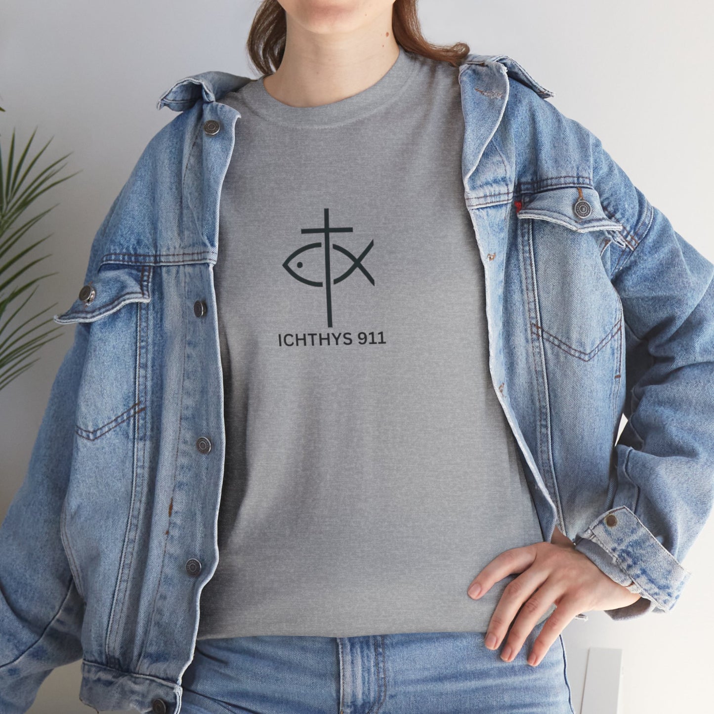 ICHTHYS 911 - "Authentic Design" - Unisex T-Shirt - Heavy Cotton T-Shirt - Jesus Fish - Men's T-Shirt - Women T-Shirt Christian Faith - Unisex Clothing