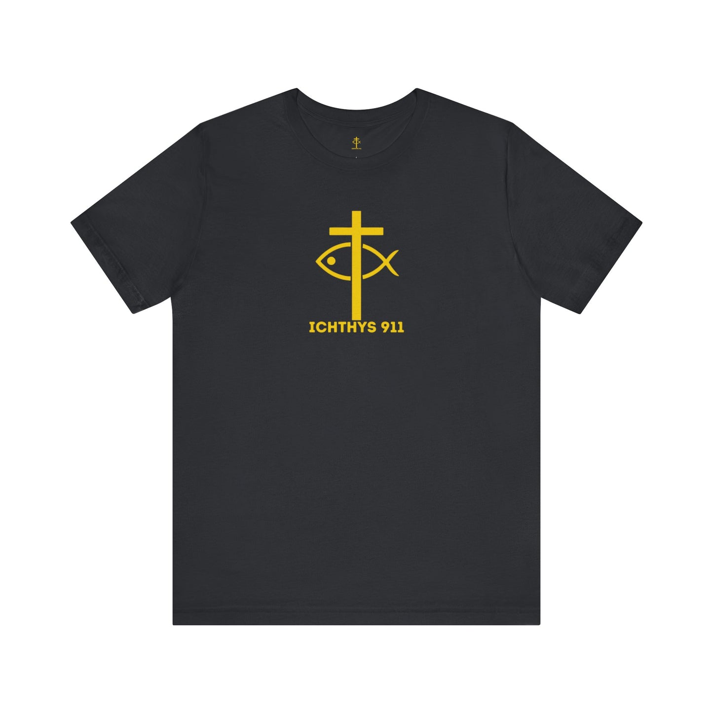ICHTHYS 911 - "Roll With God Ride With Jesus" - Gold Font - Unisex T- Shirt - Lightweight 100% Cotton - Summer T - Arm Form Fitting - Men T- Shirt - Women T-Shirt - Christian T-Shirt