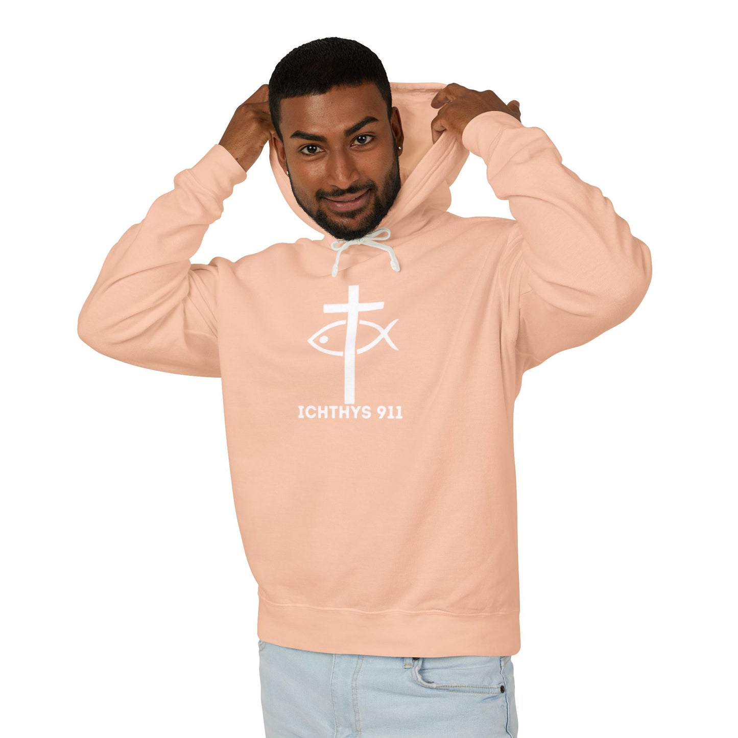Iēsous Christos, Theou Yios, Sōtēr = Jesus Christ, Son of God, Savior - Unisex - Lightweight - Relaxed Fit - Religious Sweatshirt - ICHTHYS 911 - Hoodie