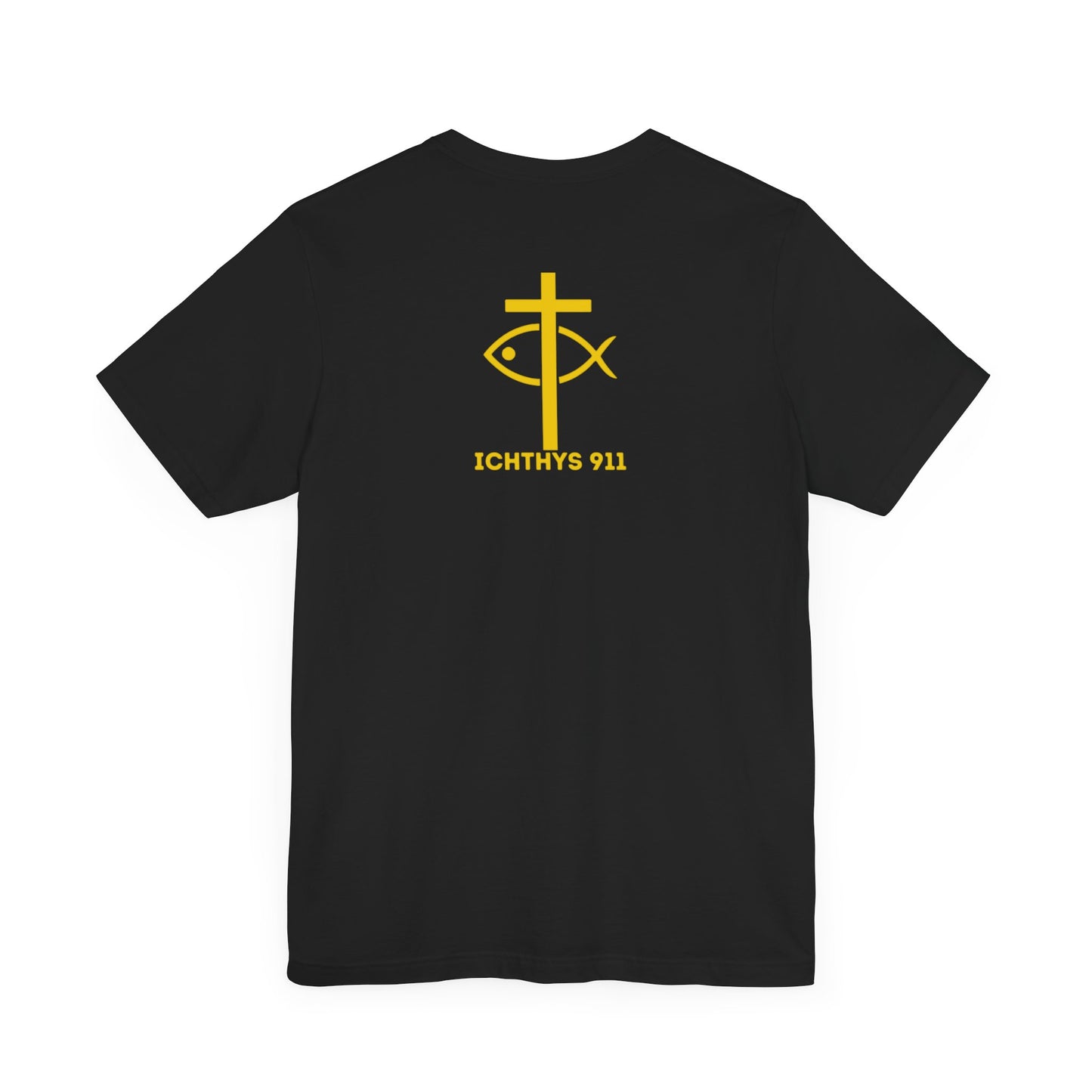 ICHTHYS 911 - "Roll With God Love Like Jesus" - Reverse Design - Unisex T- Shirt - Lightweight 100% Cotton - Summer T - Arm Form Fitting - Men T- Shirt - Women T-Shirt - Christian T-Shirt - Love Like Jesus