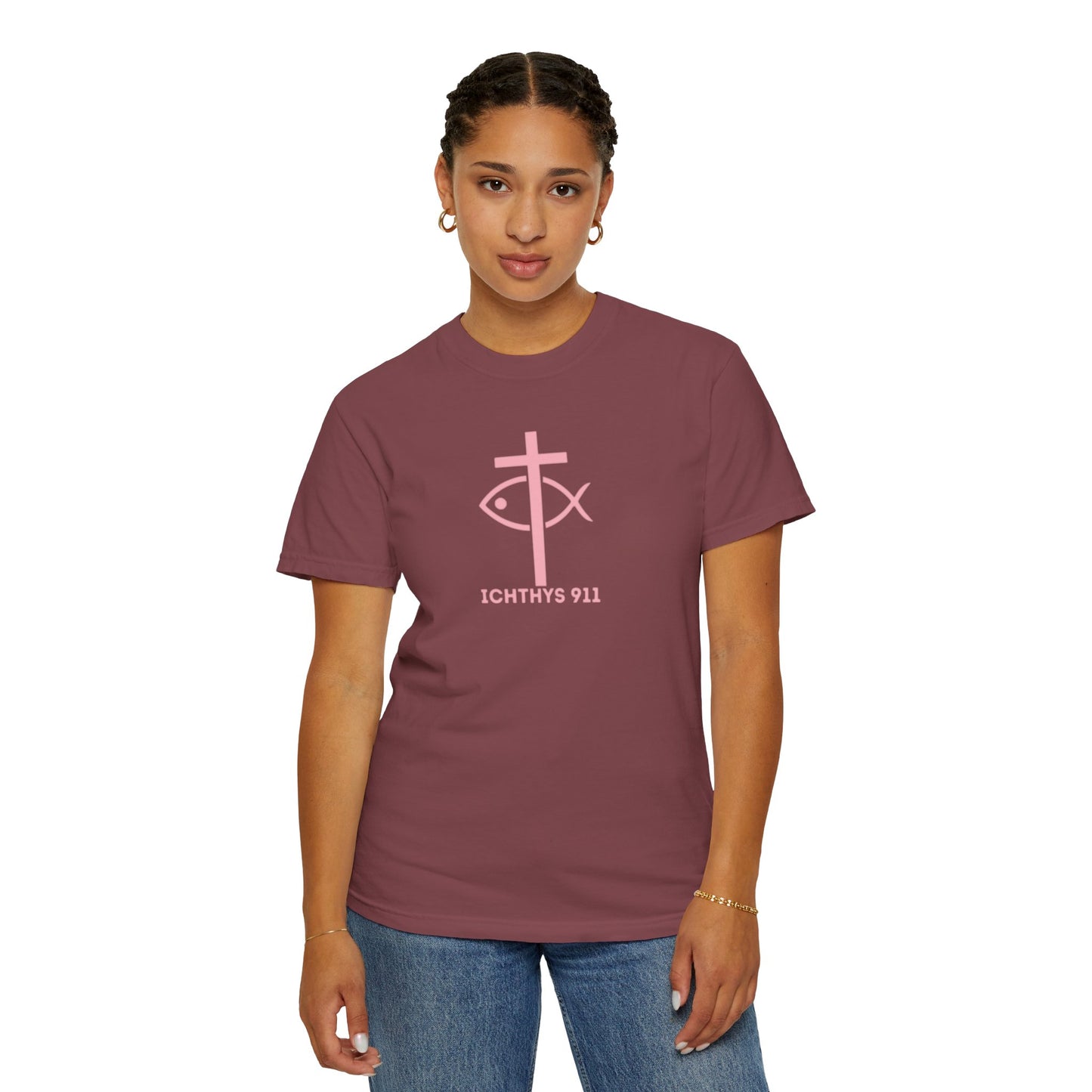 Faith, Hope, & Love - Pink font - Unisex Garment Dyed T-Shirt - 100% US Cotton - Men T-Shirt - Christian Women Tee - Faith-Inspired Shirt - Christian Fashion - Wear Your Faith - Additional Colors Added