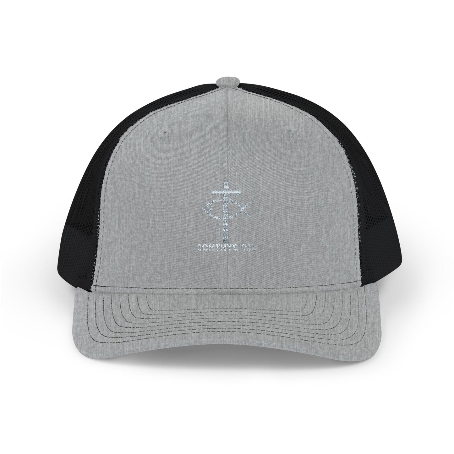 ICHTHYS 911 Embroidered Snapback Trucker Cap - Faith-Inspired Outdoor Hat - Jesus