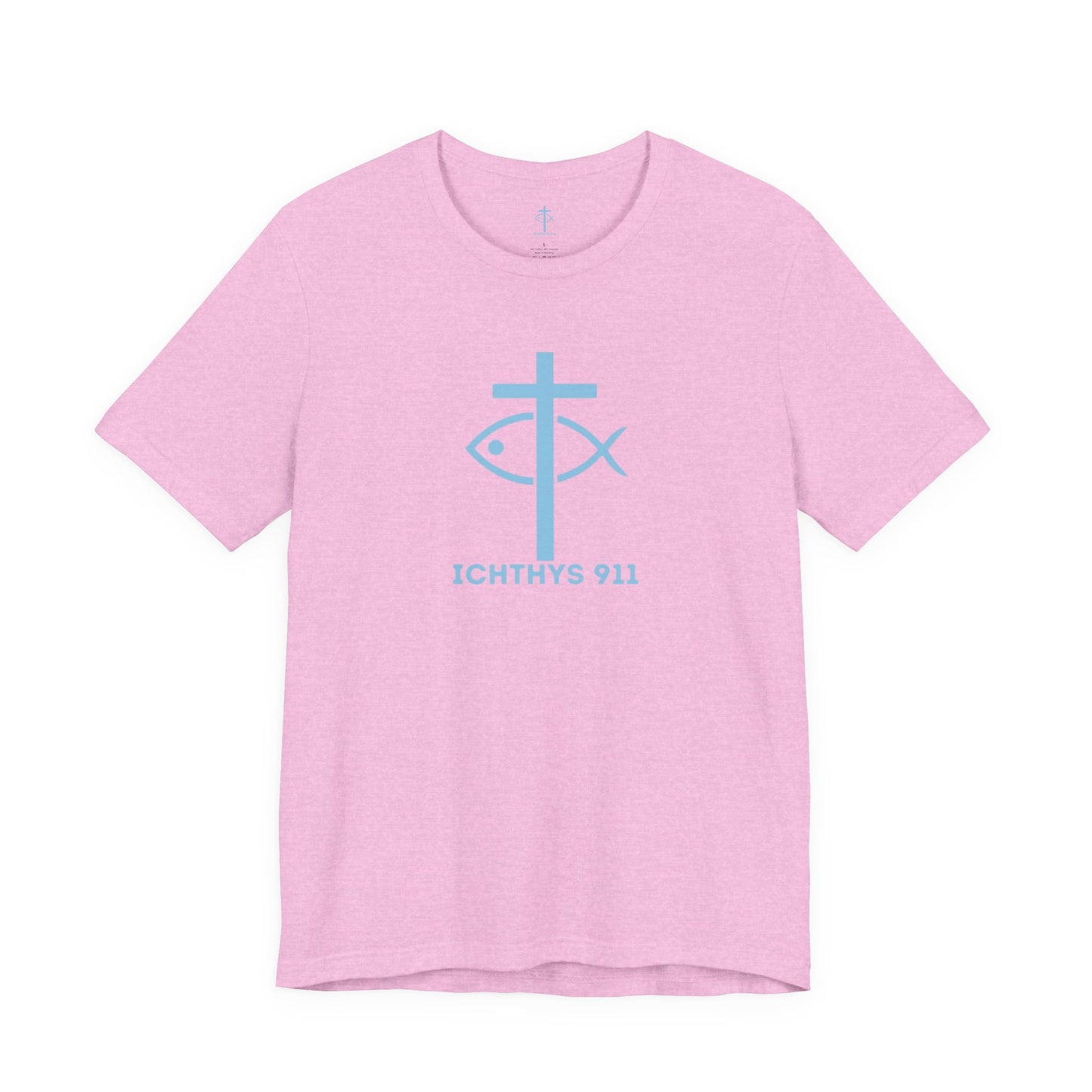 ICHTHYS 911 - "Roll With God Ride With Jesus" - Blue Font - Unisex T- Shirt - Lightweight 100% Cotton - Summer T - Arm Form Fitting - Men T- Shirt - Women T-Shirt - Christian T-Shirt - Love Like Jesus