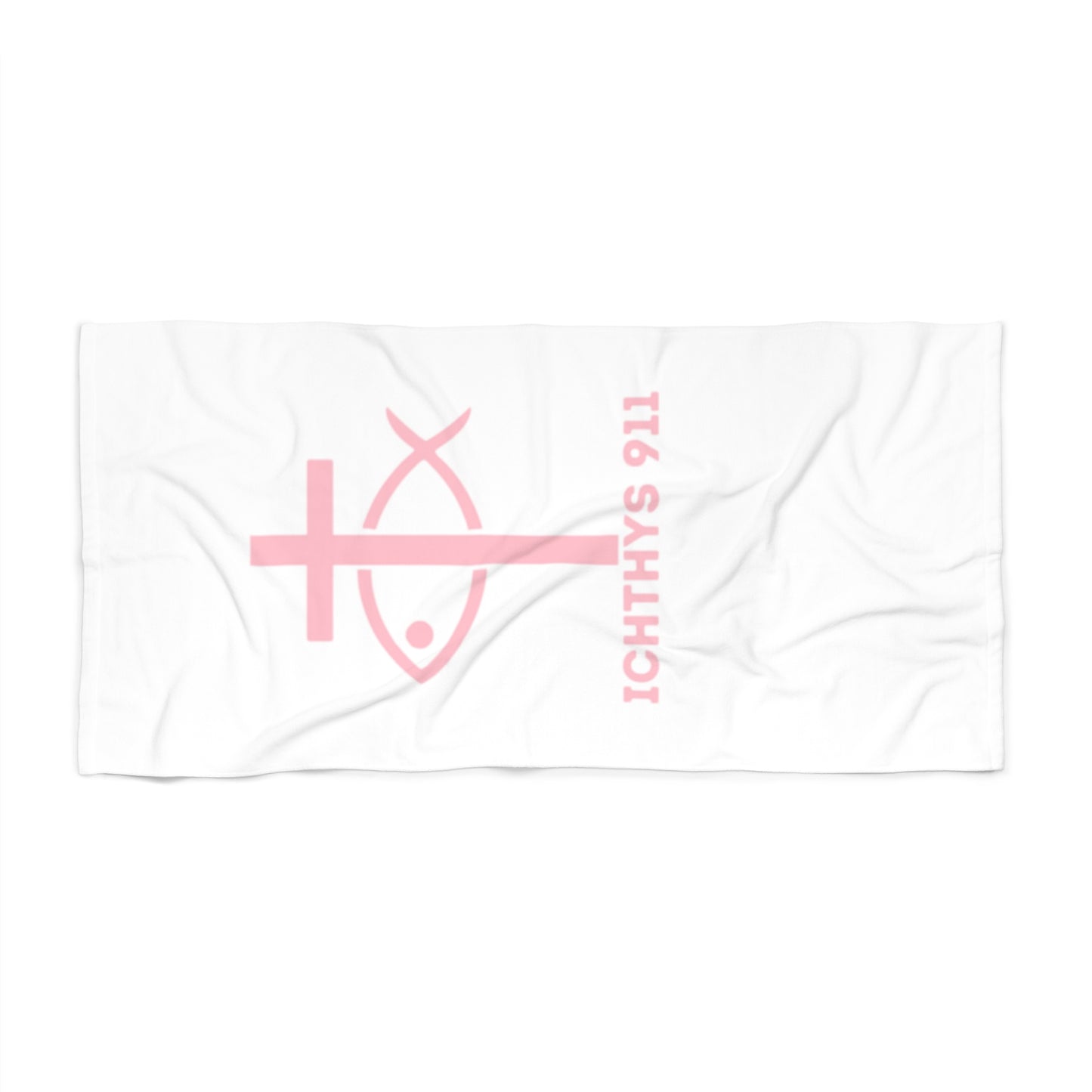 ICTHYS 911 Beach Towel - Faith-Inspired Soft Cotton Towel for Summer Relaxation & Celebrations