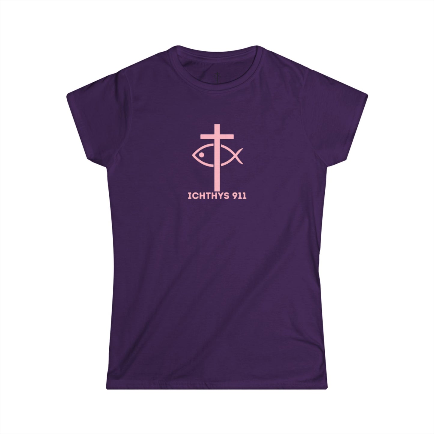 ICHTHYS 911 Pink Font "Love, Hope, Faith - Love is the Greatest" - Semi Fitted - Inspirational Faith Tee for Women - Wear Your Faith - 1 Corinthians