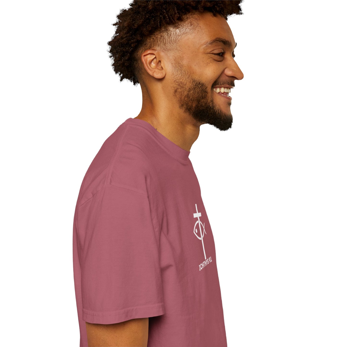 ICHTHYS 911 - White Font "Faith, Hope, & Love" - Garment Dyed - 100% US Cotton - Unisex T-Shirt - Men T-Shirt - Christian Women Tee - Faith-Inspired Shirt - Christian Fashion - Wear Your Faith - Additional Colors