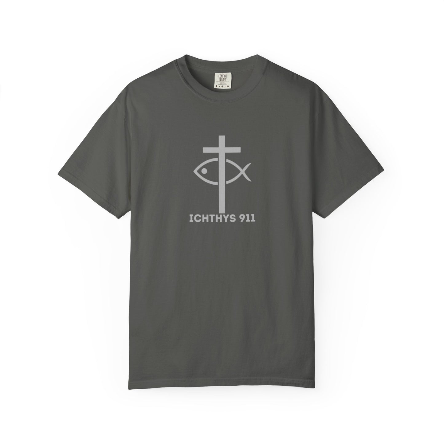ICHTHYS 911 - "Roll With God Ride With Jesus" - Silver Font - Unisex T- Shirt - Medium Weight 100% Cotton - Summer T - Men T- Shirt - Women T-Shirt - Christian T-Shirt - Love Like Jesus