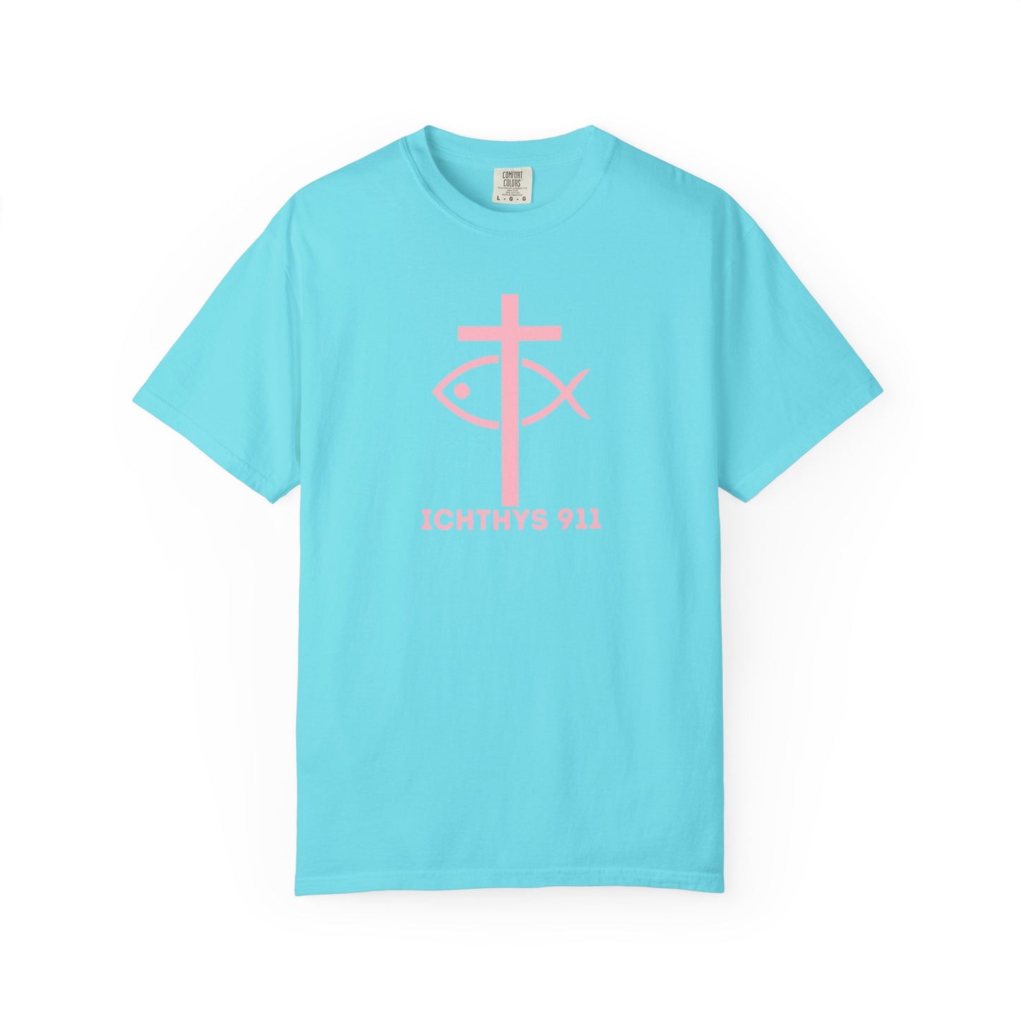 Strength Through Christ Philippians 4:13 - Pink Font - Unisex Garment Dyed T-Shirt - 100% US Cotton -Men T-Shirt - Women T-Shirt - Christian Activewear - Wear Your Faith - T-Shirt