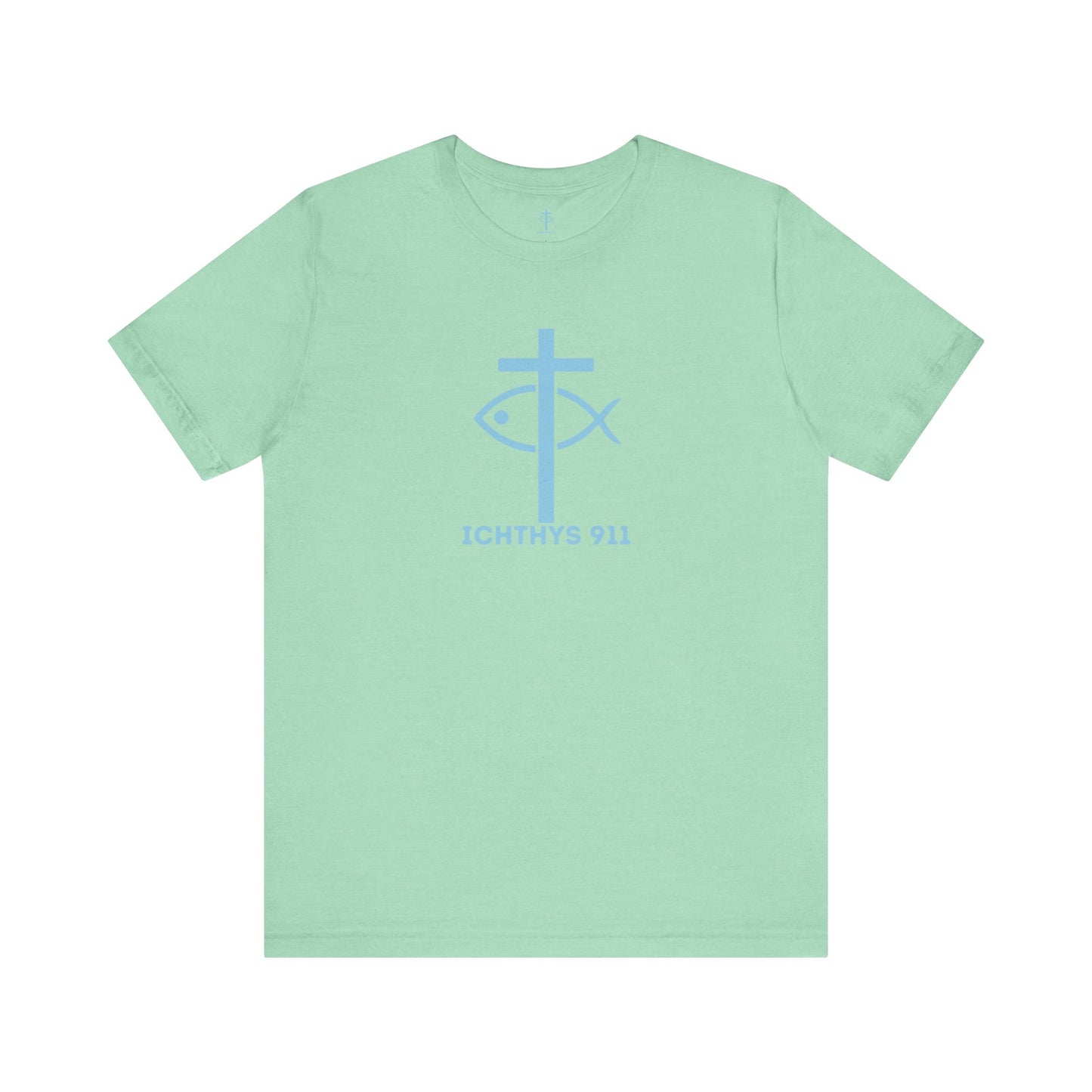 ICHTHYS 911 - "Roll With God Ride With Jesus" - Blue Font - Unisex T- Shirt - Lightweight 100% Cotton - Summer T - Arm Form Fitting - Men T- Shirt - Women T-Shirt - Christian T-Shirt - Love Like Jesus
