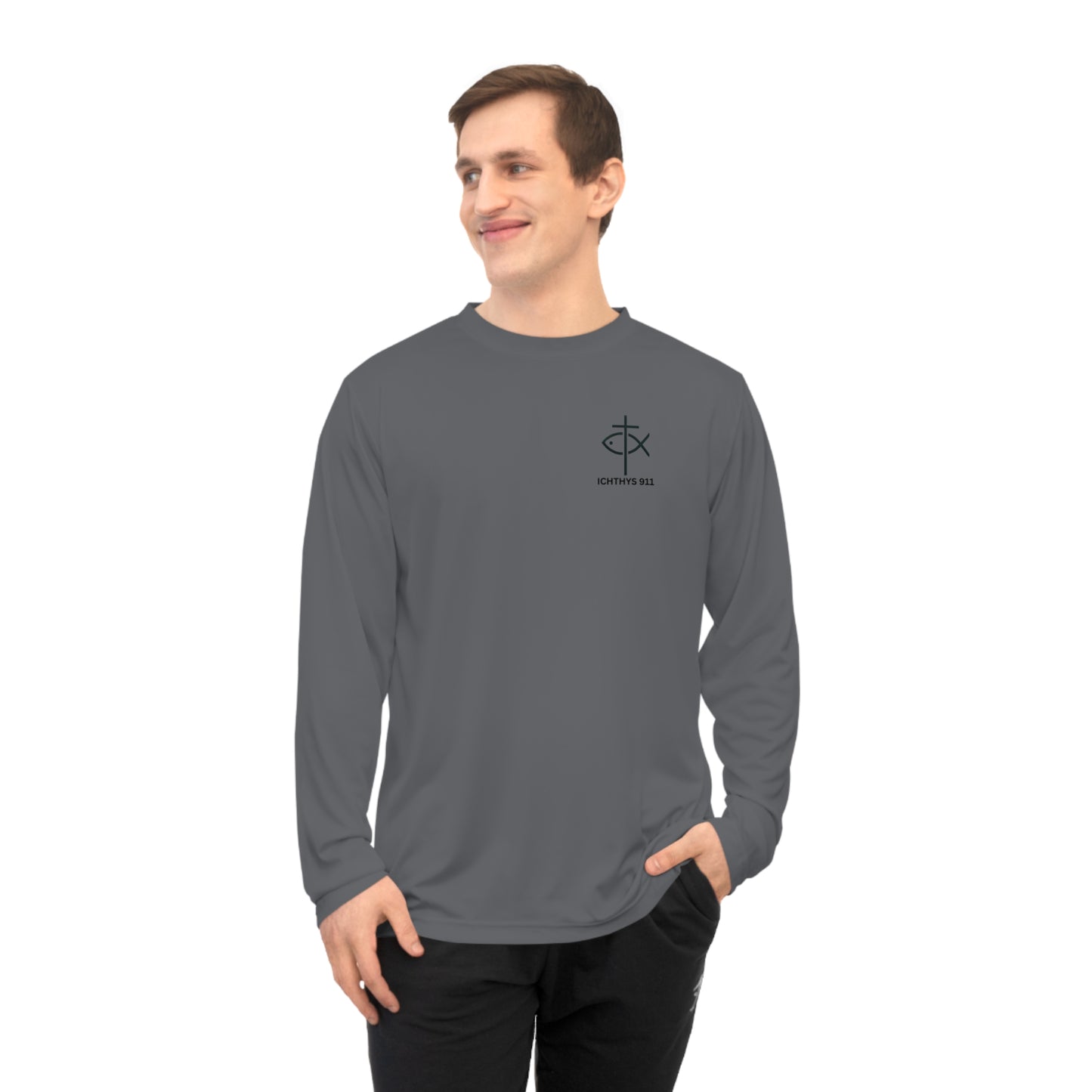 ICHTHYS 911 Badge Unisex Performance Long Sleeve Shirt - Christian Activewear