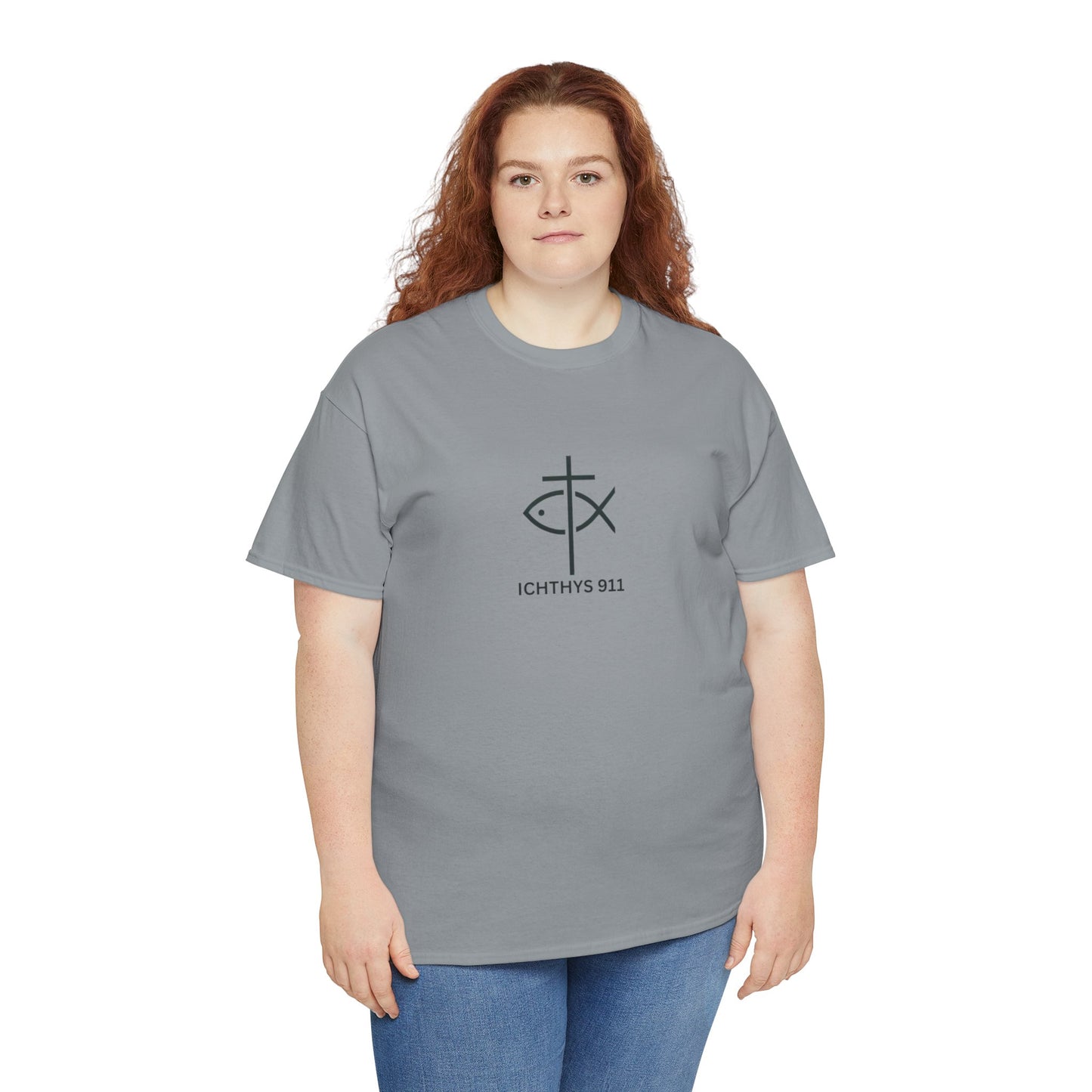 ICHTHYS 911 - "Authentic Design" - Unisex T-Shirt - Heavy Cotton T-Shirt - Jesus Fish - Men's T-Shirt - Women T-Shirt Christian Faith - Unisex Clothing