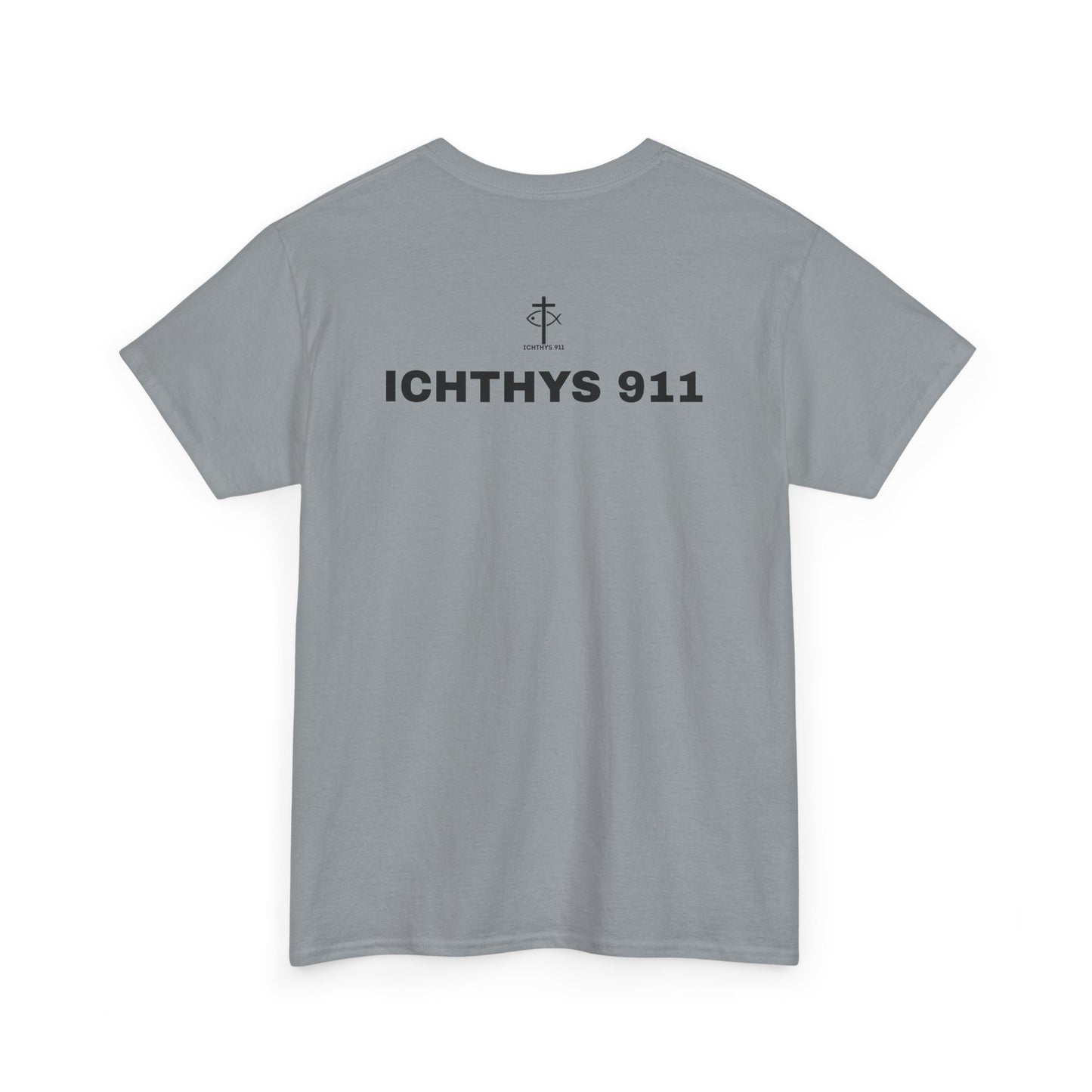 ICHTHYS 911 - "Authentic Design" - Unisex T-Shirt - Heavy Cotton T-Shirt - Jesus Fish - Men's T-Shirt - Women T-Shirt Christian Faith - Unisex Clothing