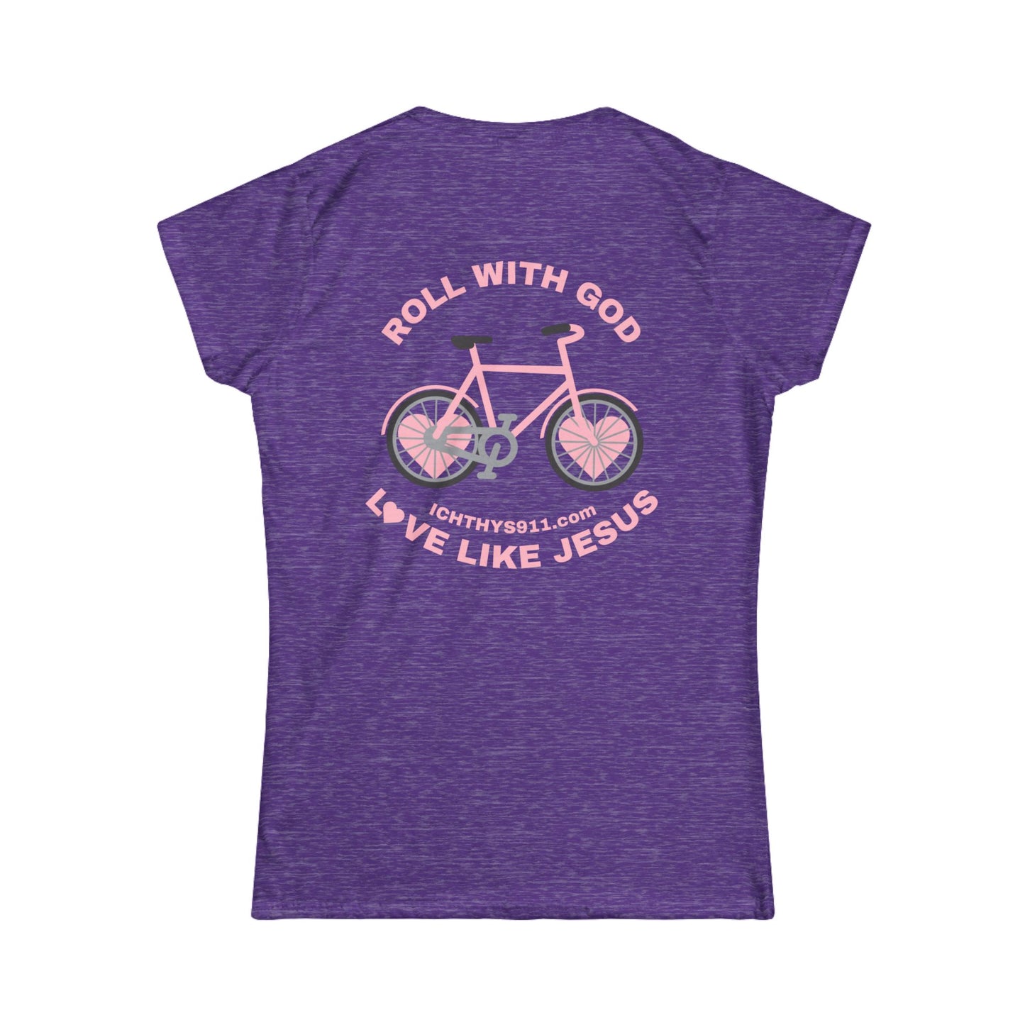 ICHTHYS 911 - "Roll With God Love Like Jesus" - Pink Font - Faith-Inspired Women's Tee - Summer Light T-Shirt - Wear Your Faith - Soft style Tee