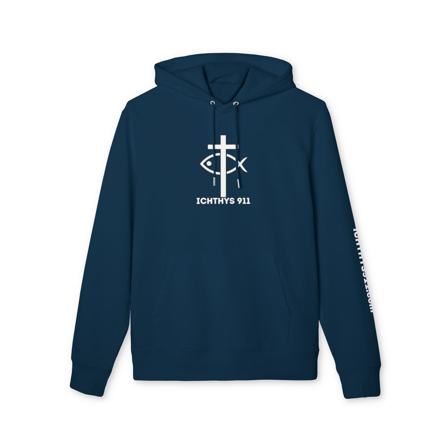Iēsous Christos, Theou Yios, Sōtēr = Jesus Christ, Son of God, Savior - Unisex - Lightweight Religious Sweatshirt - ICHTHYS 911 - Hoodie - 100% Organic