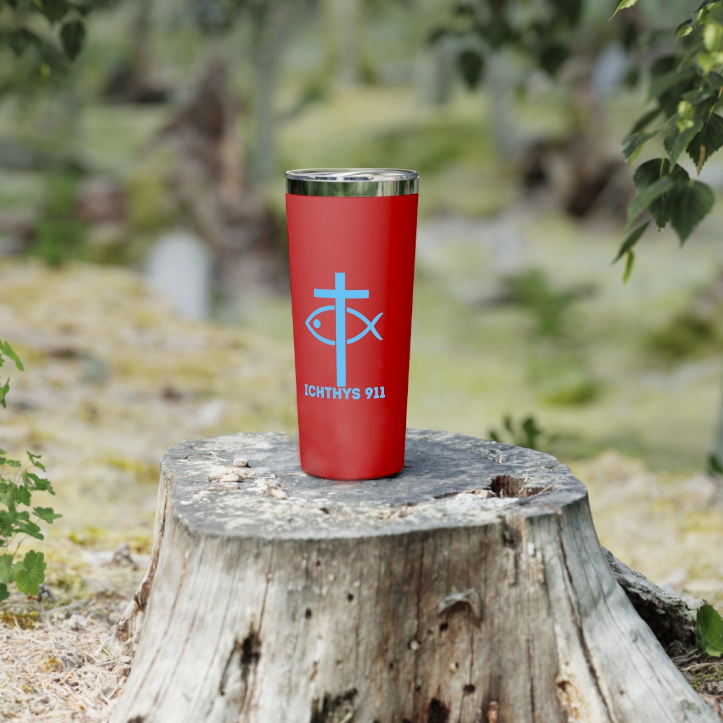 Faith-Inspired Copper Vacuum Insulated Tumbler - 22oz with ICHTHYS 911 Design