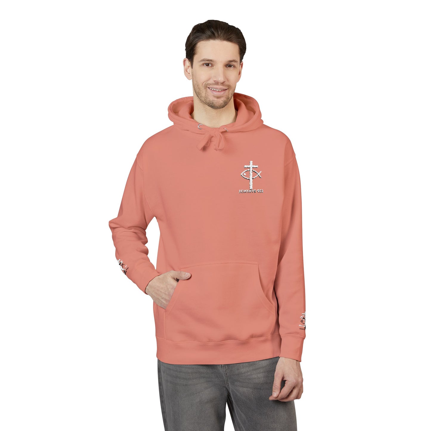 ICHTHYS 911 Embroidery Hoodie Pullover - Unsex - Elevated Embroider Gift for Her or Him - Christian Wear