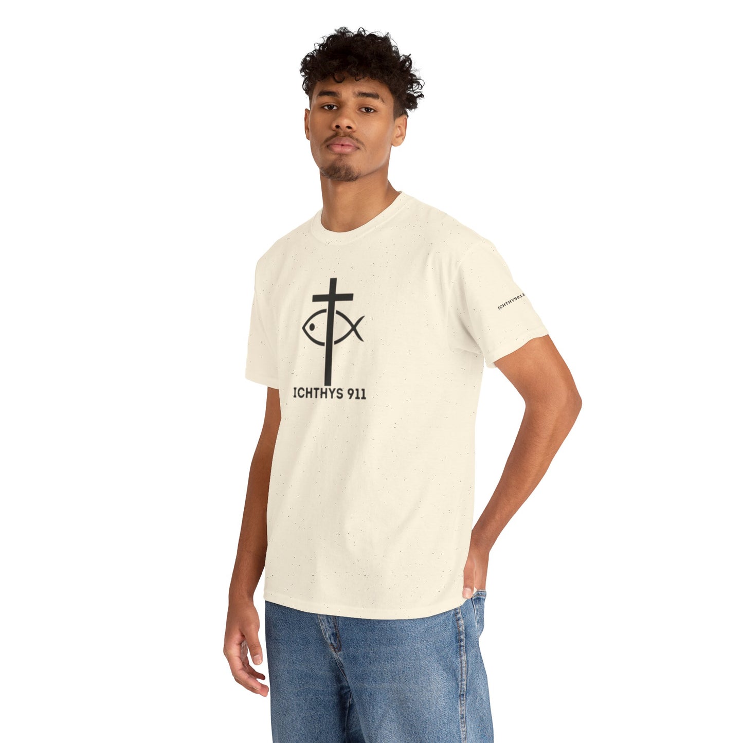 Authentic Design - Unisex T-Shirt - Heavy Cotton T-Shirt - Jesus Fish - Men's T-Shirt - Women T-Shirt Christian Faith - Unisex Clothing - ICHTHYS 911